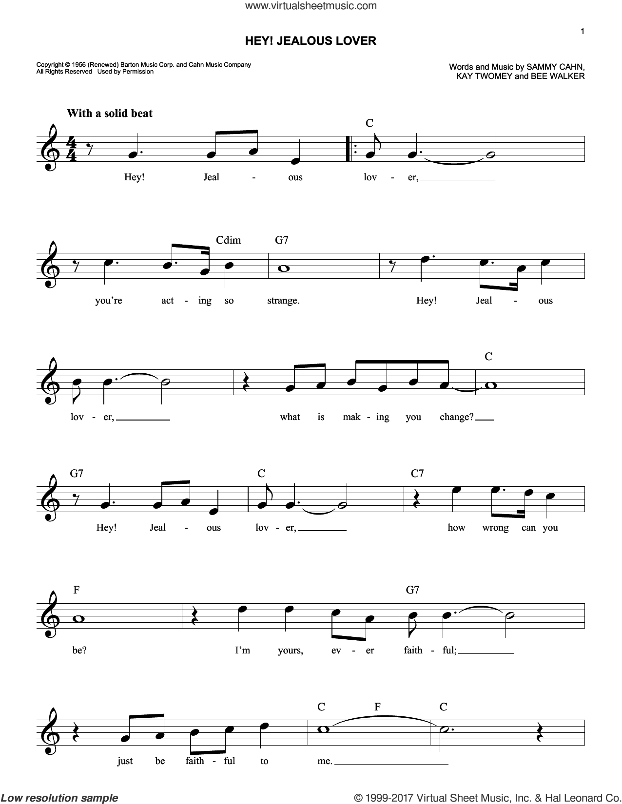 Hey! Jealous Lover sheet music (fake book) (PDF)