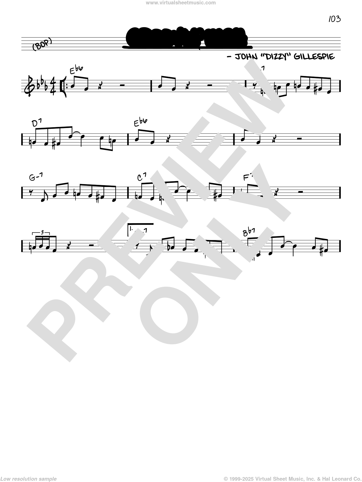 Groovin' High sheet music for voice and other instruments (in C)