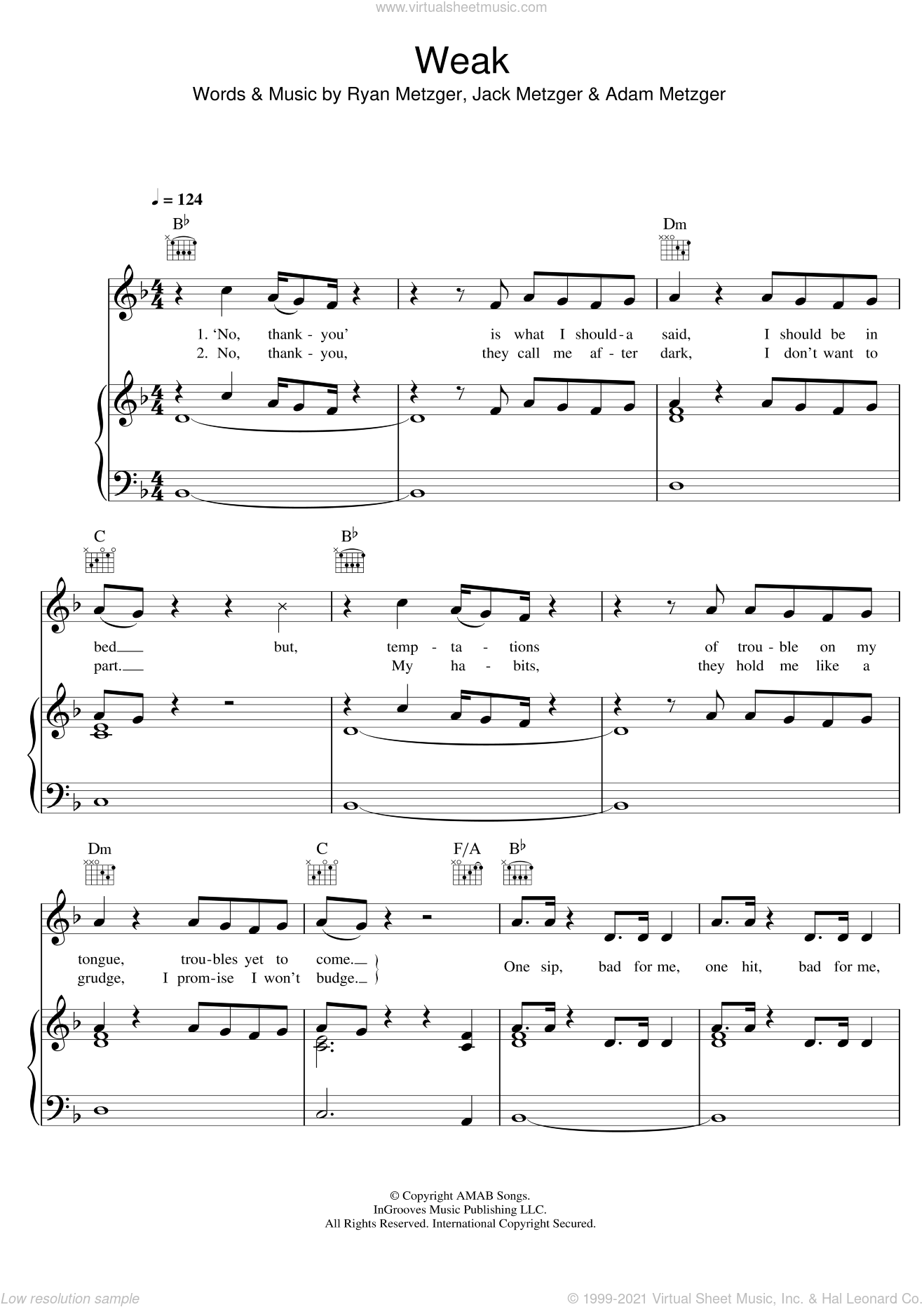 Ajr Weak Sheet Music For Voice Piano Or Guitar Pdf - how to play friends on roblox piano easy