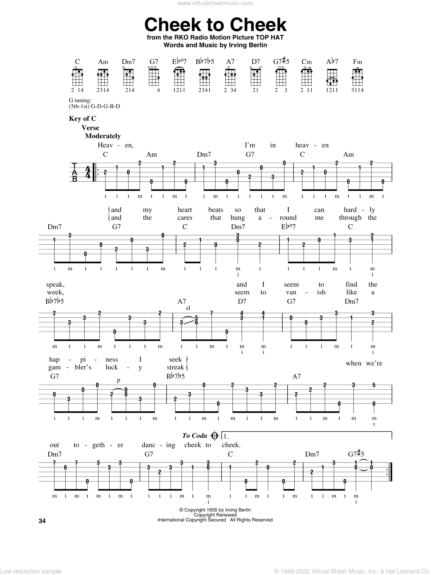 Berlin Cheek To Cheek Sheet Music For Banjo Solo Pdf