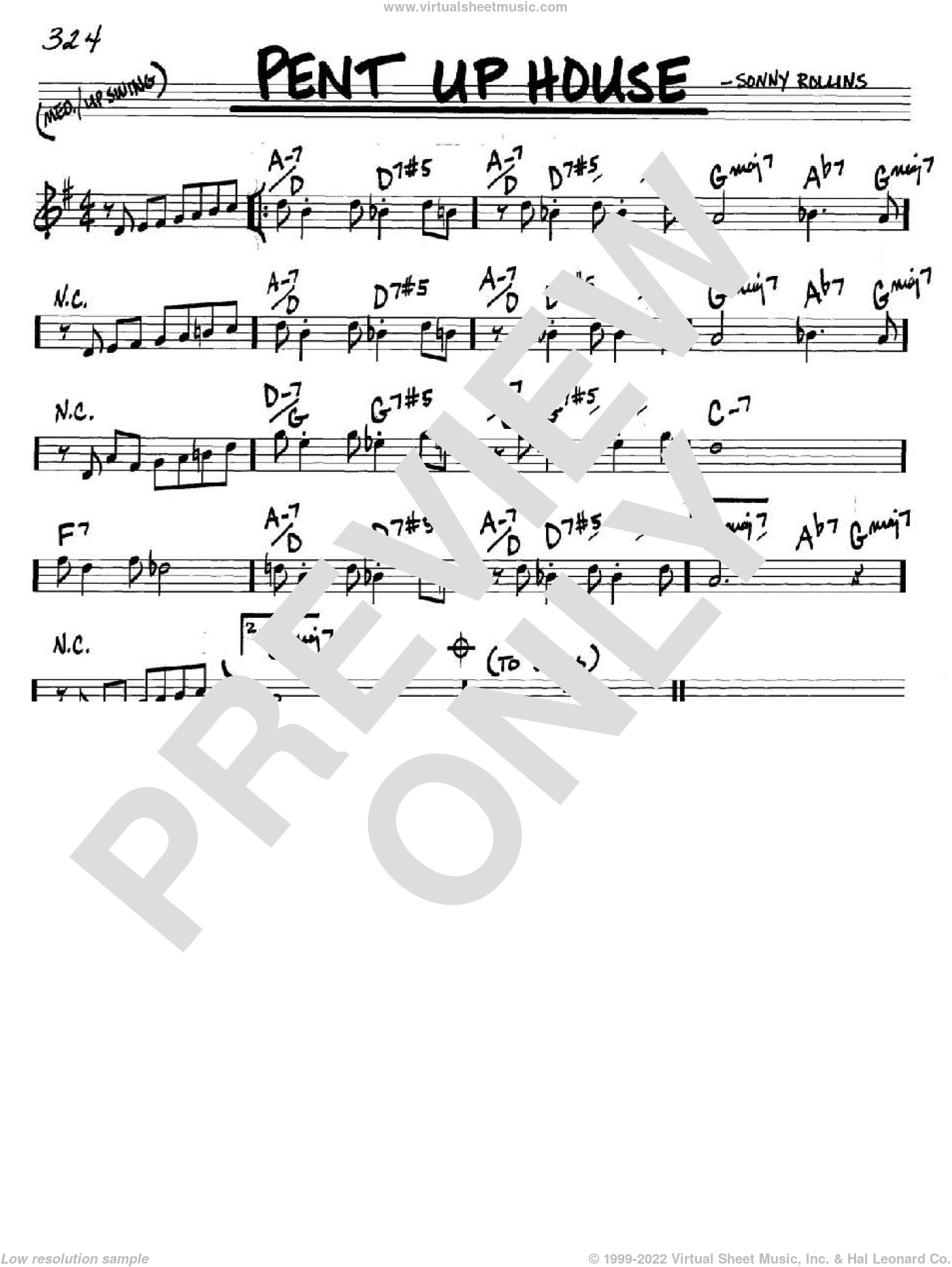 Rollins Pent Up House Sheet Music In C Pdf