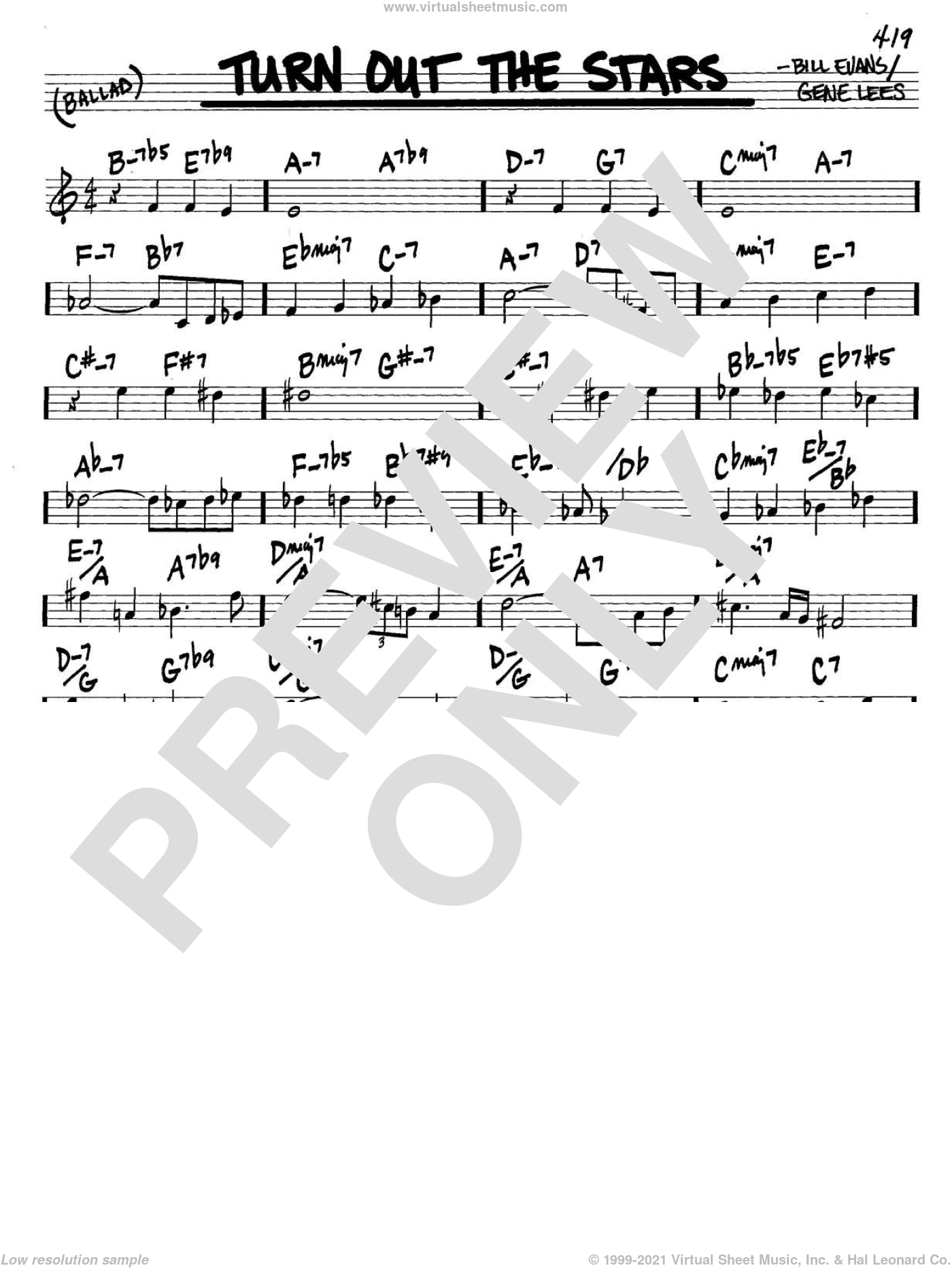 Evans - Turn Out The Stars sheet music (in C) (PDF)