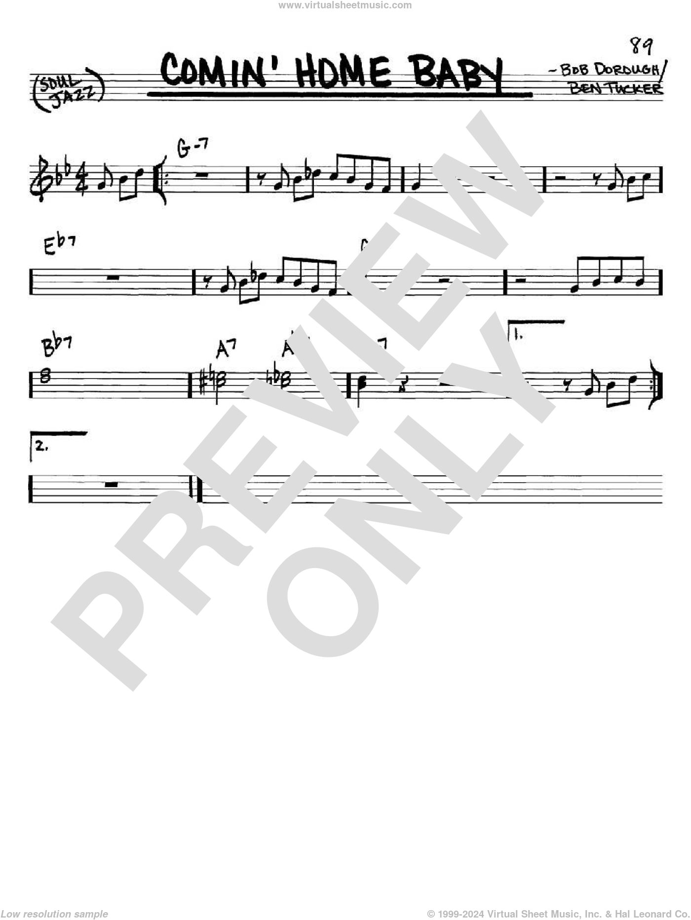 Comin' Home Baby Sheet Music (in C) (PDF)