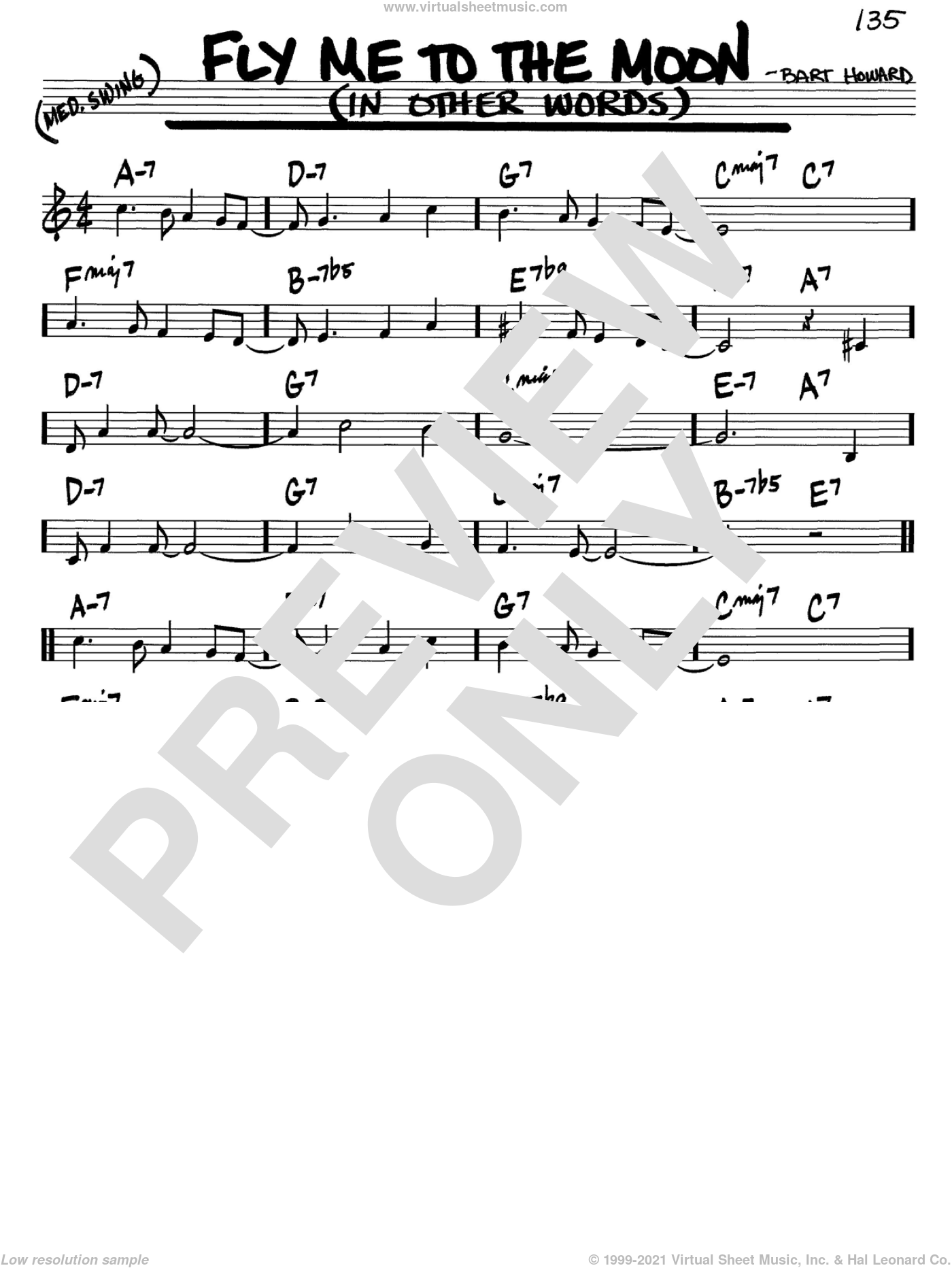 Fly Me To The Moon In Other Words Sheet Music real Book Melody And 