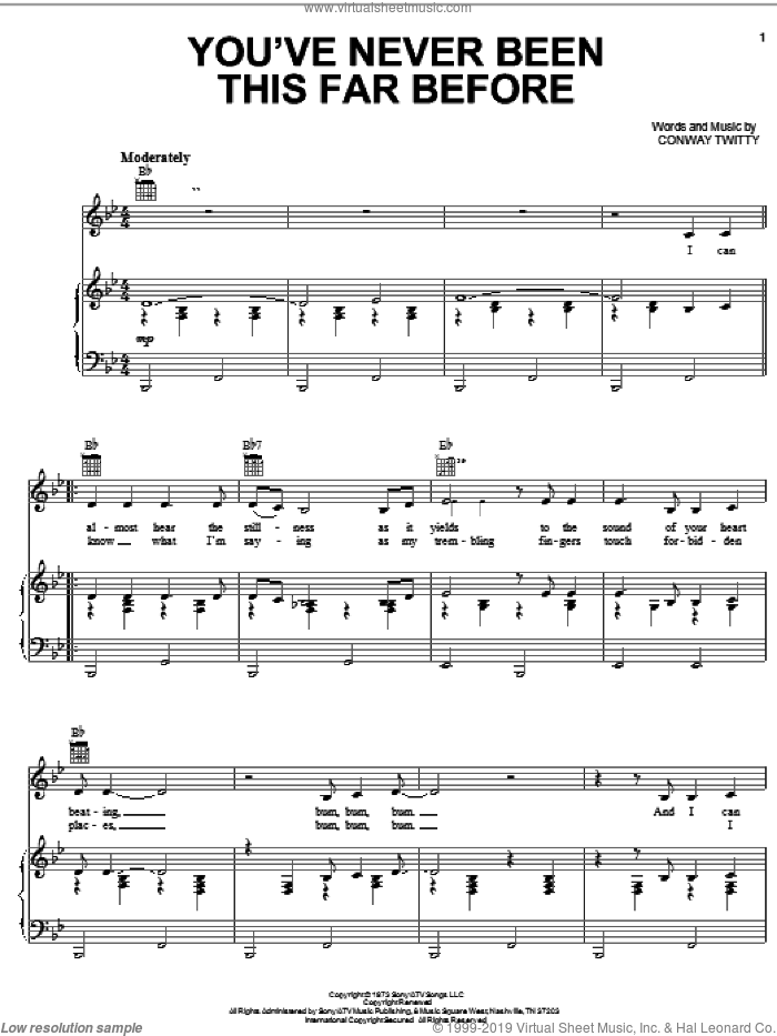 Twitty - You've Never Been This Far Before sheet music for voice, piano