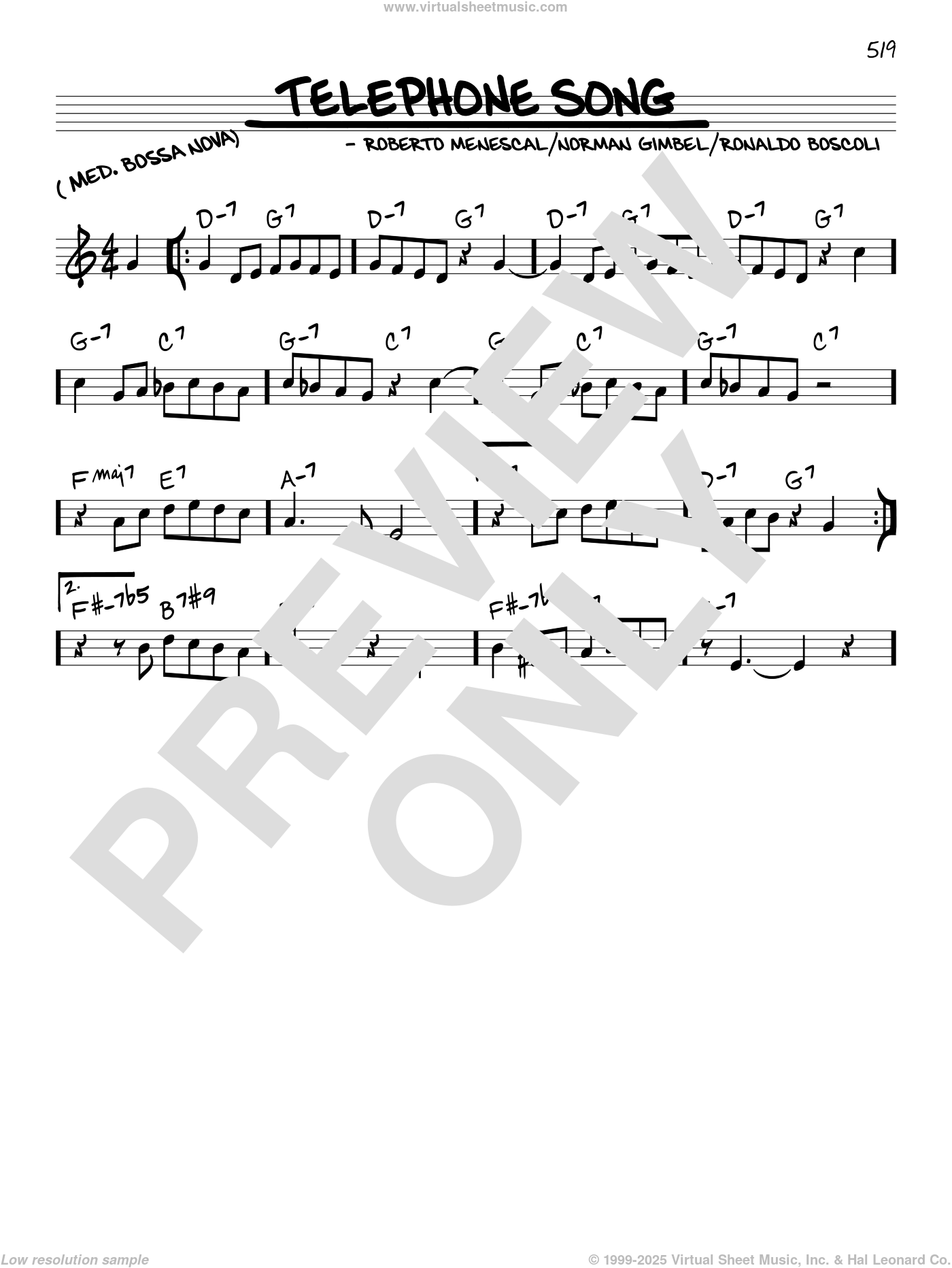 Telephone Song (feat. Astrud Gilberto) sheet music (real book melody