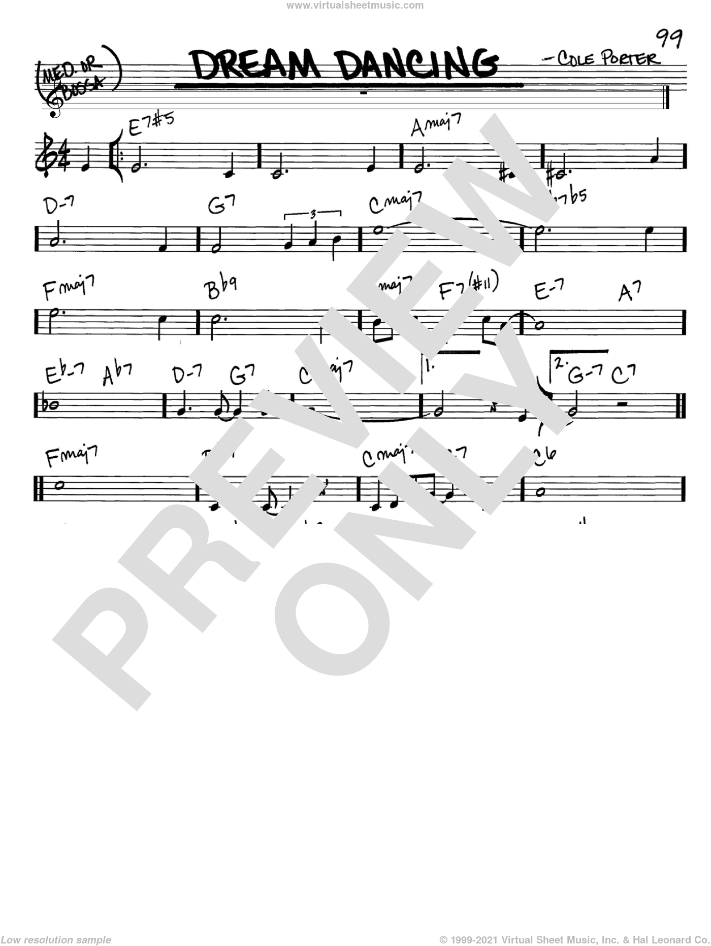 Porter Dream Dancing Sheet Music Real Book Melody And Chords In C