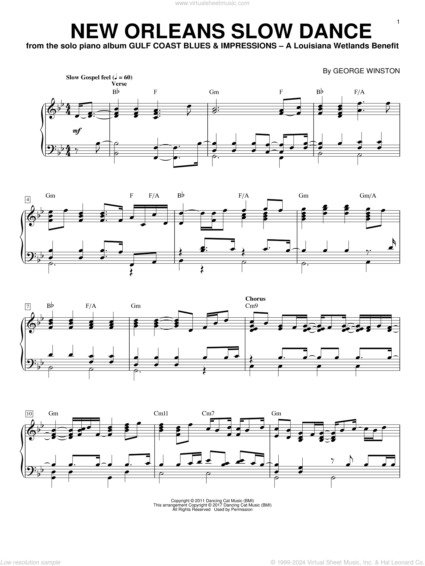 Winston New Orleans Slow Dance sheet music for piano solo [PDF]