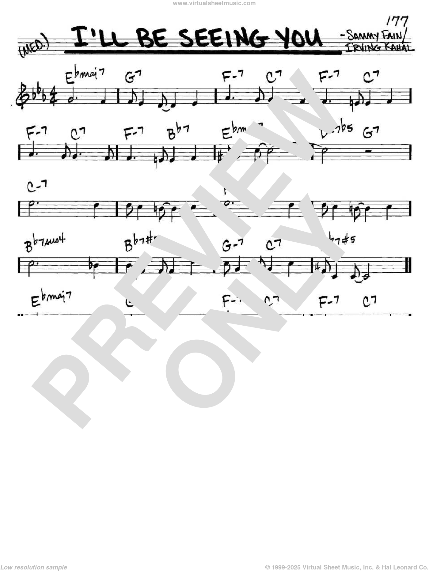 Fain - I'll Be Seeing You sheet music (real book - melody and chords