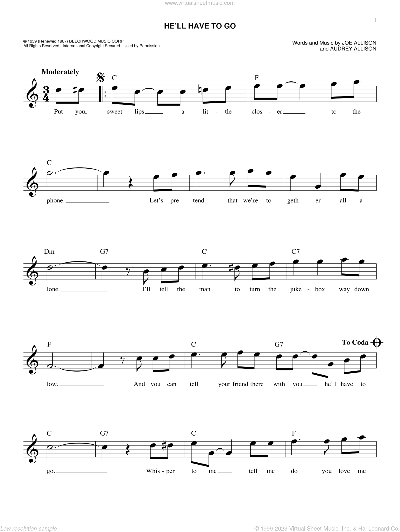 He'll Have To Go sheet music (fake book, (easy) (fake book) (PDF)