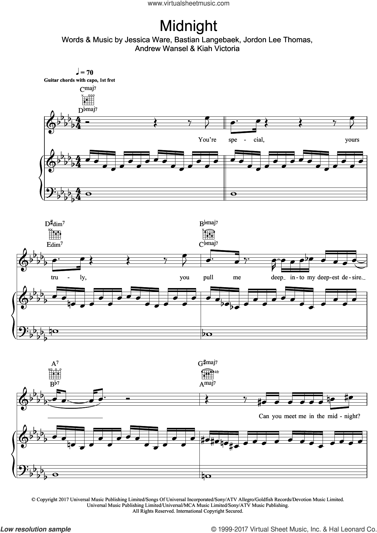 Ware - Midnight sheet music for voice, piano or guitar [PDF]