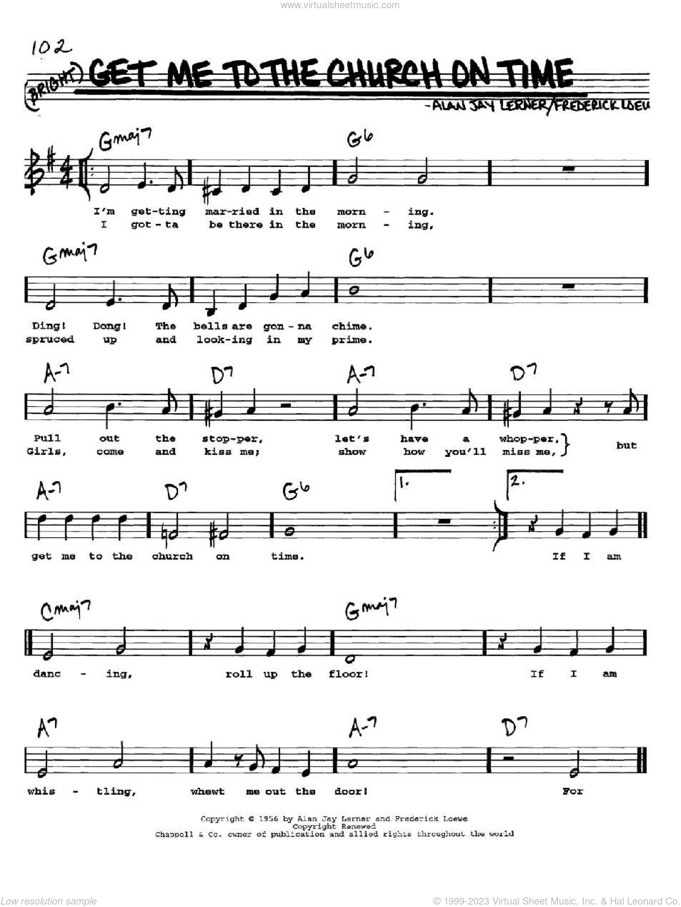 Get Me To The Church On Time sheet music (real book with lyrics)