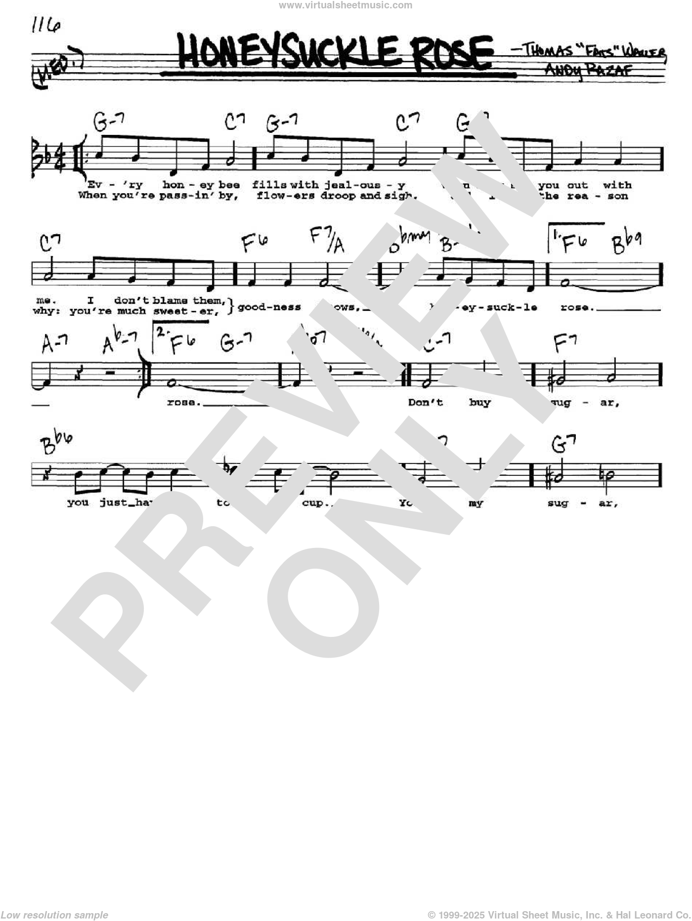 Honeysuckle Rose sheet music (real book with lyrics) (PDF)