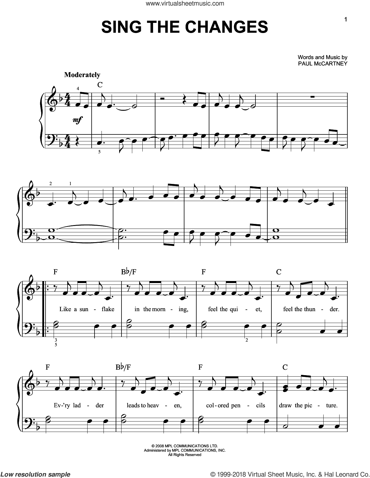Sing The Changes sheet music for piano solo (PDFinteractive)