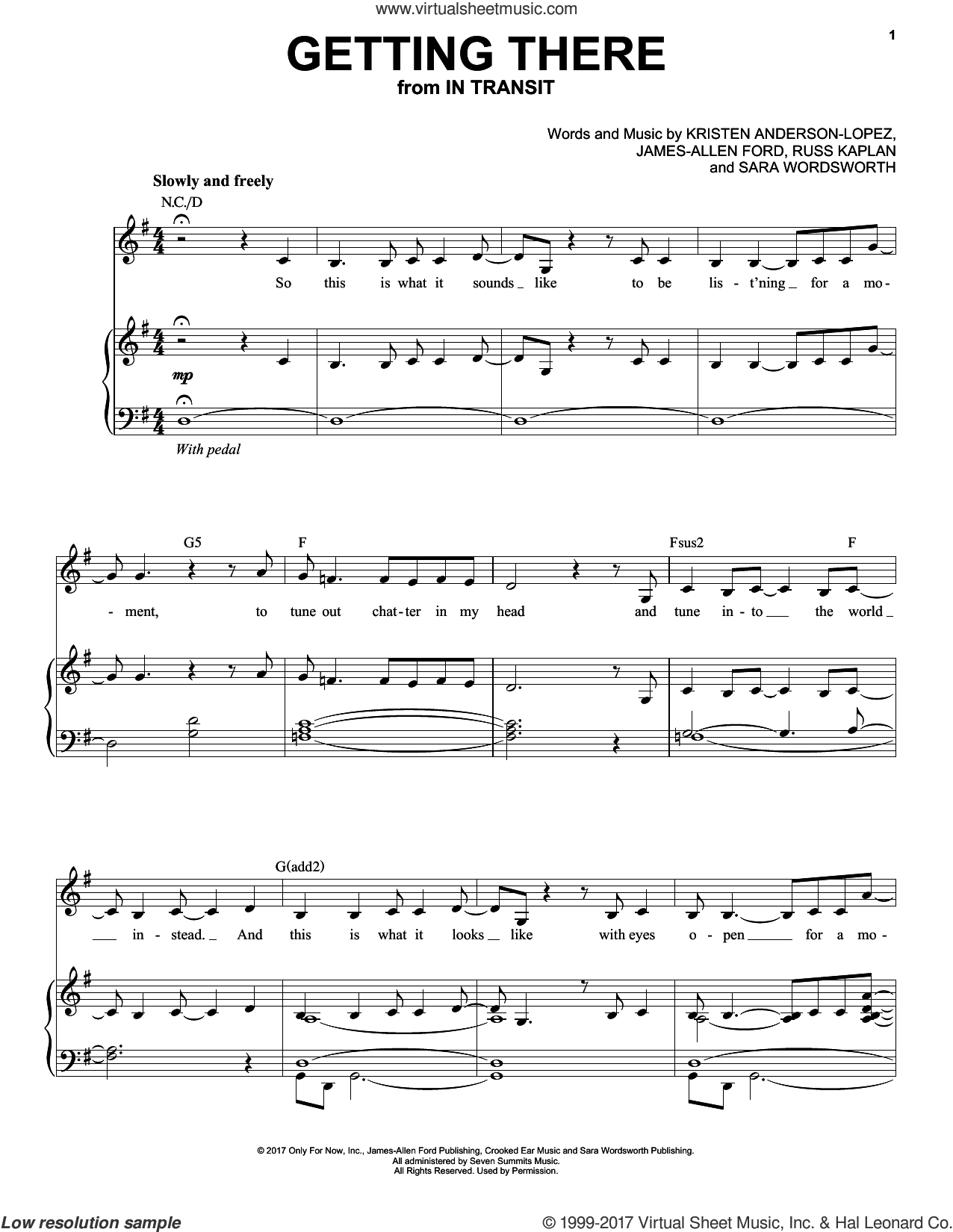 Getting There sheet music for voice, piano or guitar (PDF)