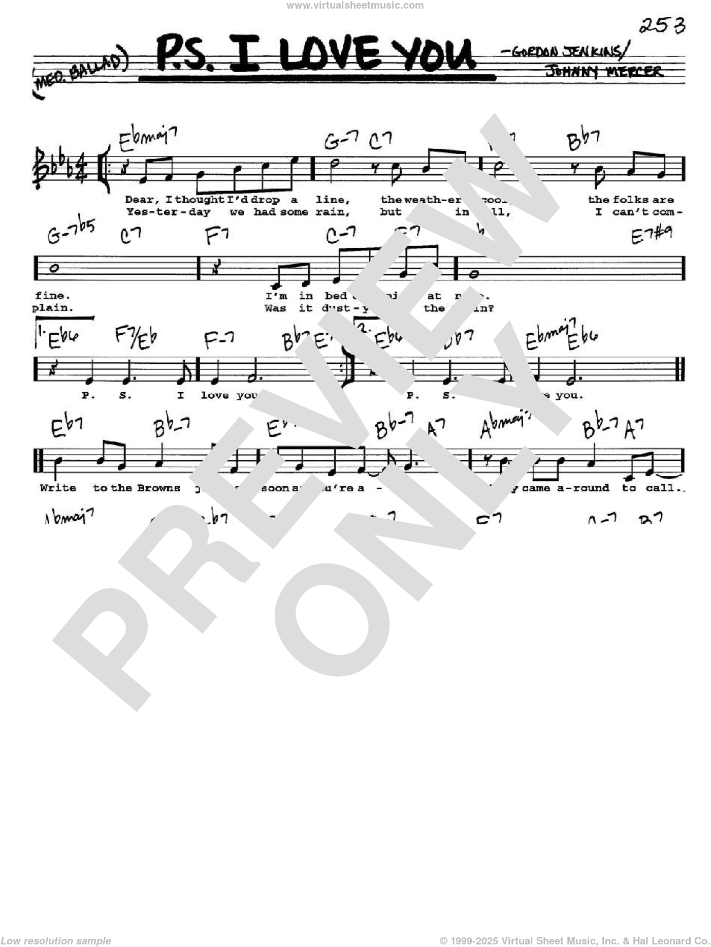 P.S. I Love You sheet music (real book with lyrics) (PDF)