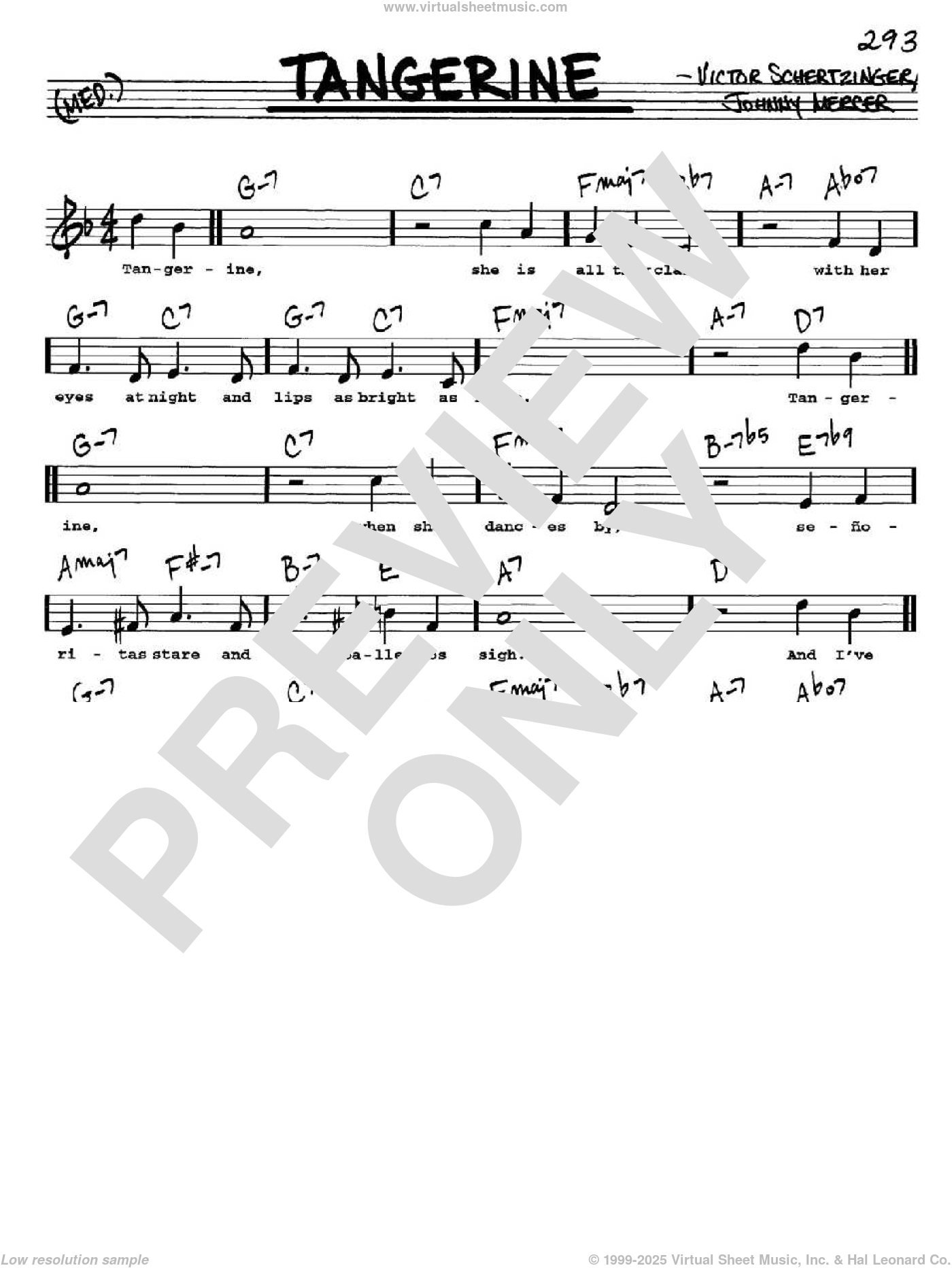 Mercer Tangerine sheet music (real book with lyrics) (PDF)