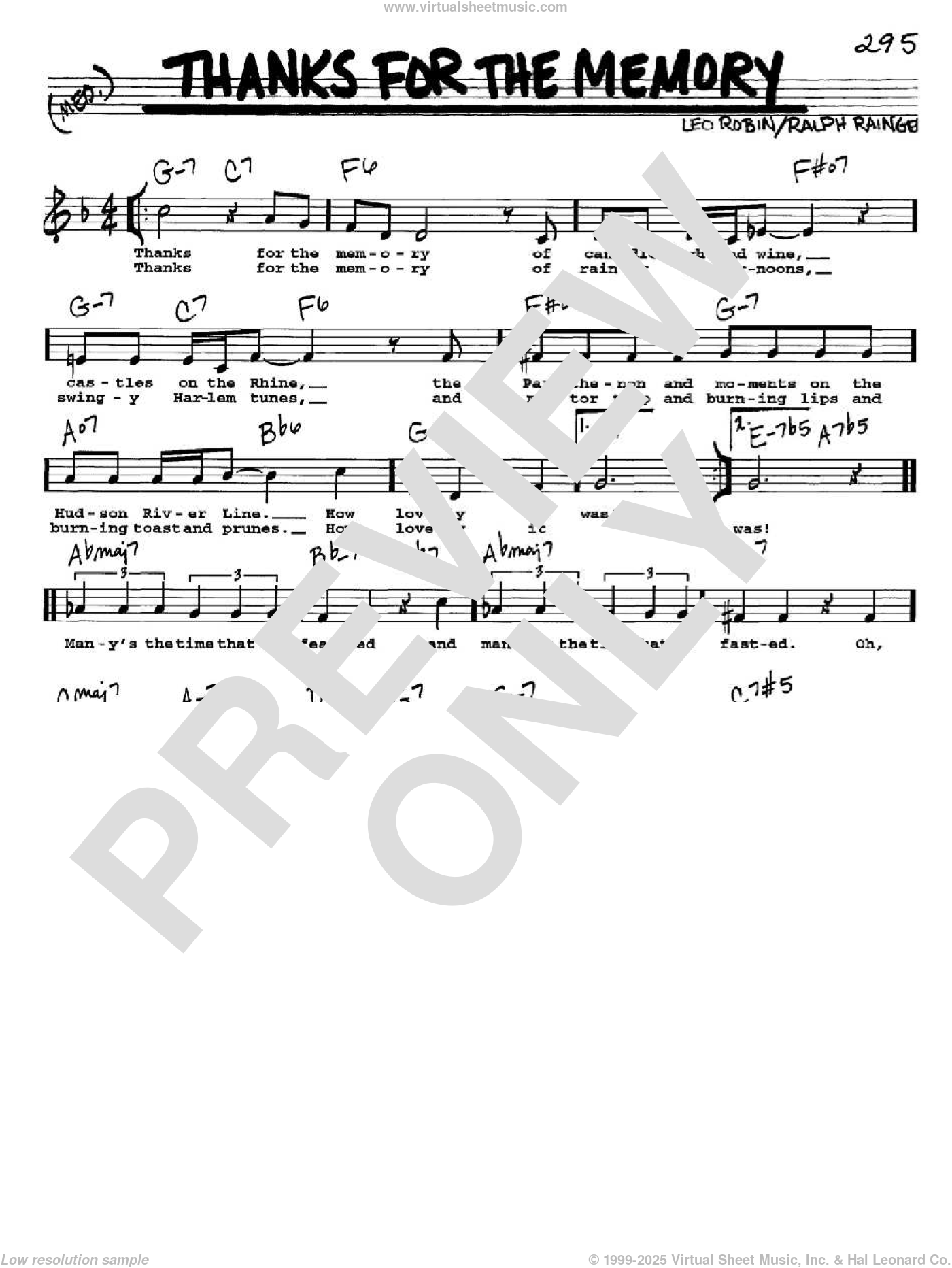 Thanks For The Memory sheet music (real book with lyrics) (PDF)