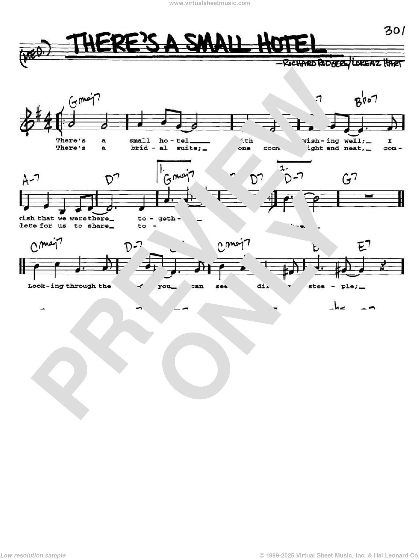 Hart There S A Small Hotel Sheet Music Real Book With Lyrics