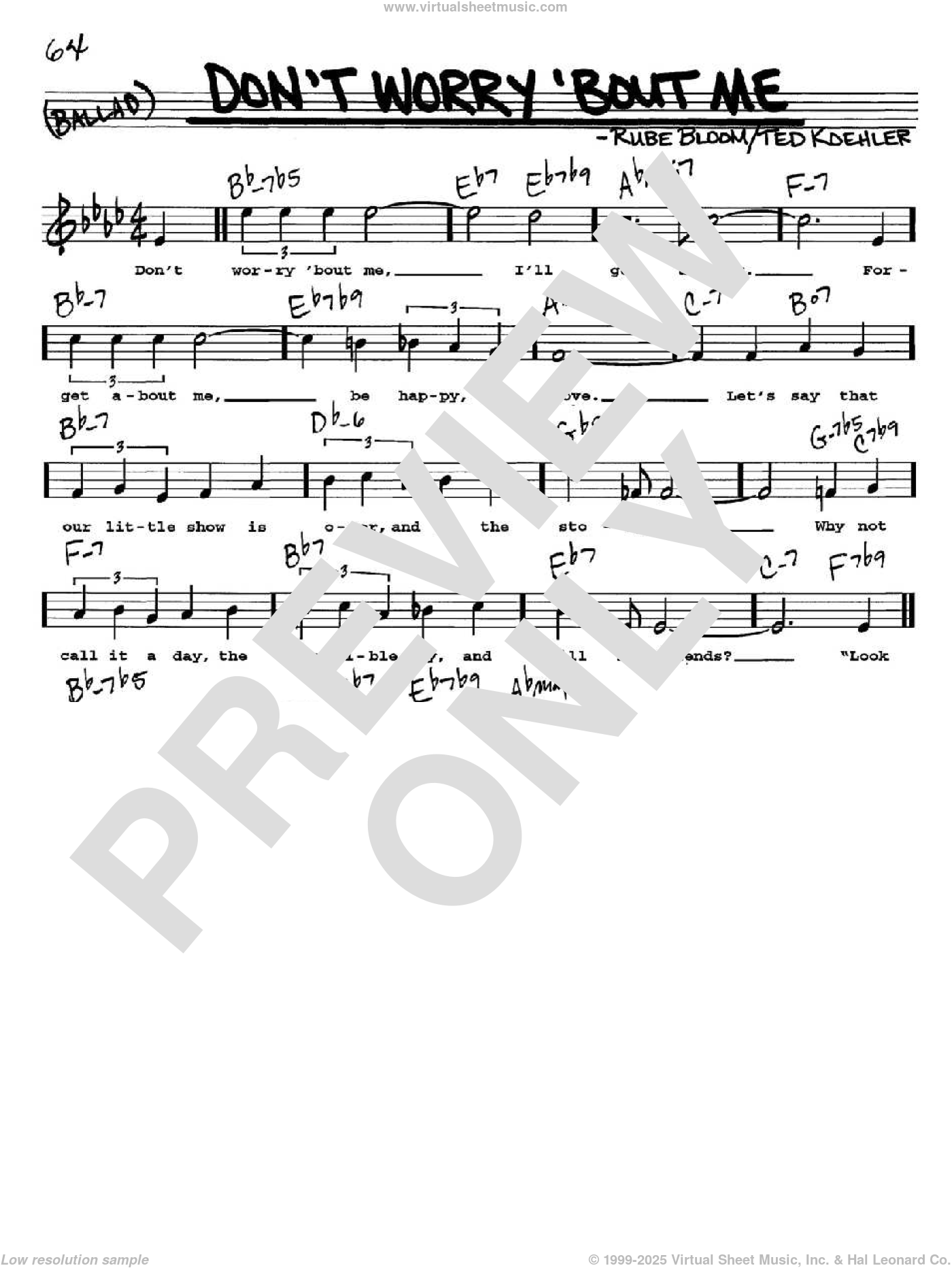 Don't Worry 'Bout Me sheet music (real book with lyrics) (PDF)