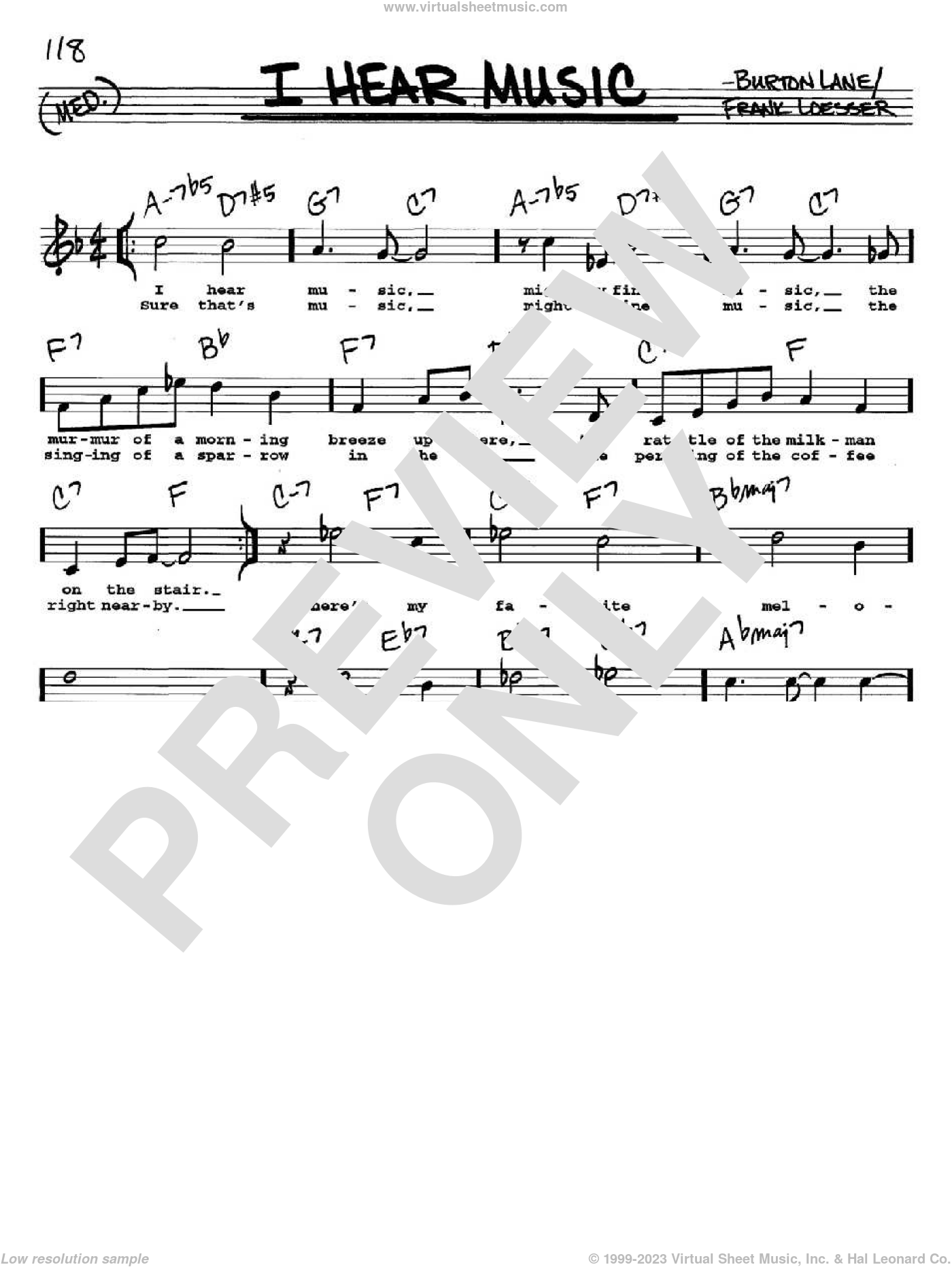 I Hear Music sheet music (real book with lyrics) (PDF)