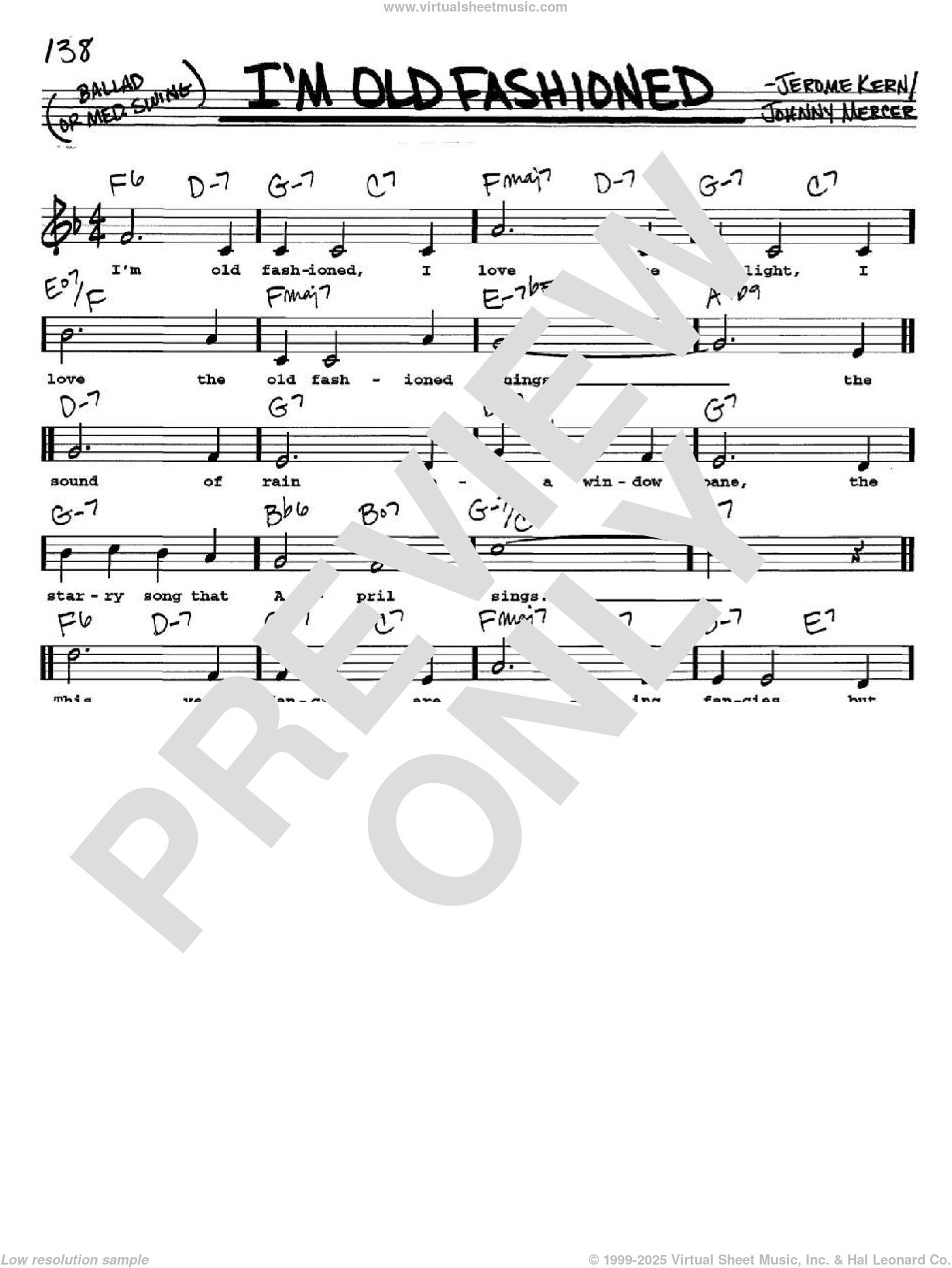 I'm Old Fashioned sheet music (real book with lyrics) (PDF)