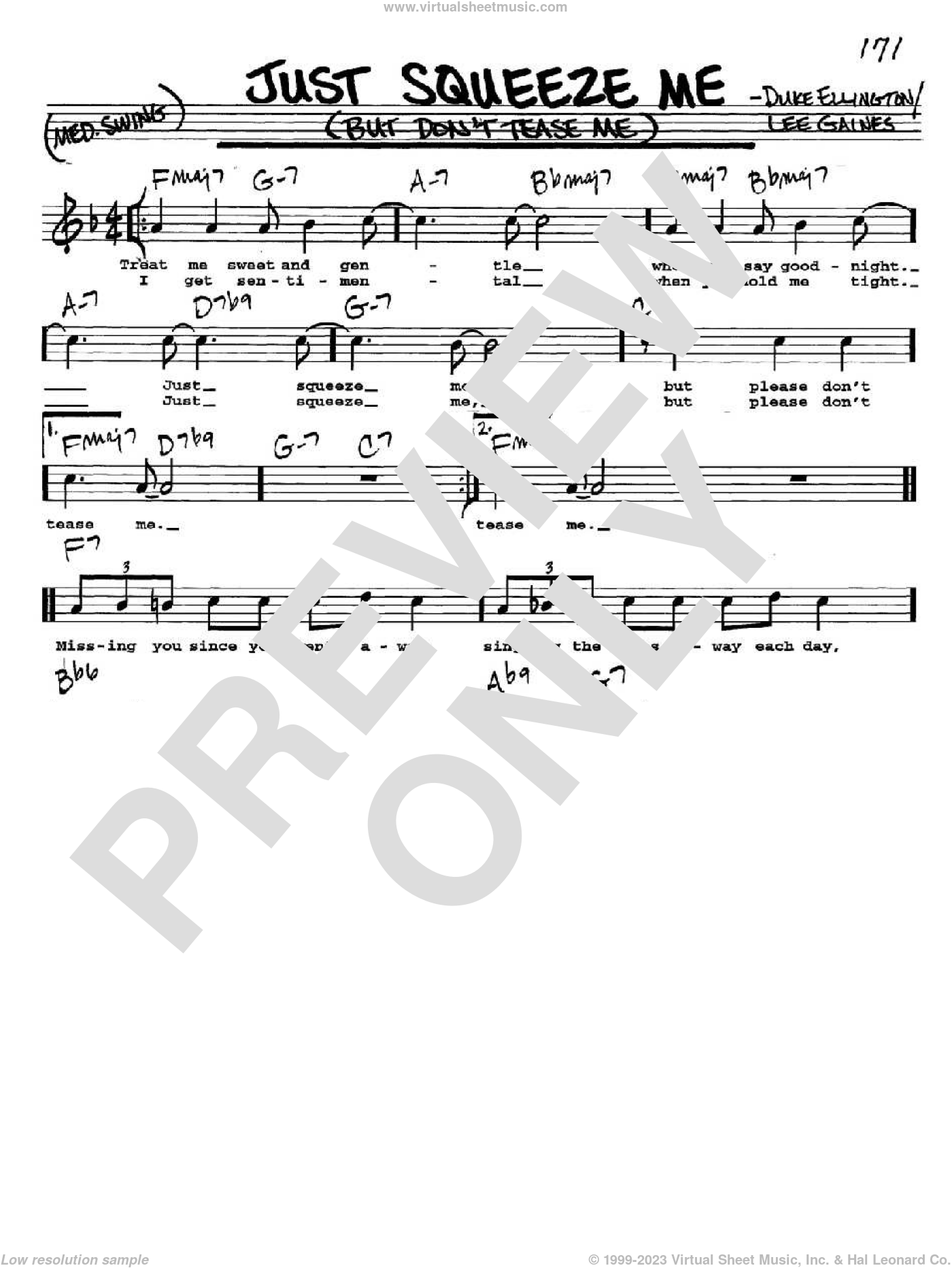 Just Squeeze Me (But Don't Tease Me) sheet music (real book with lyrics)