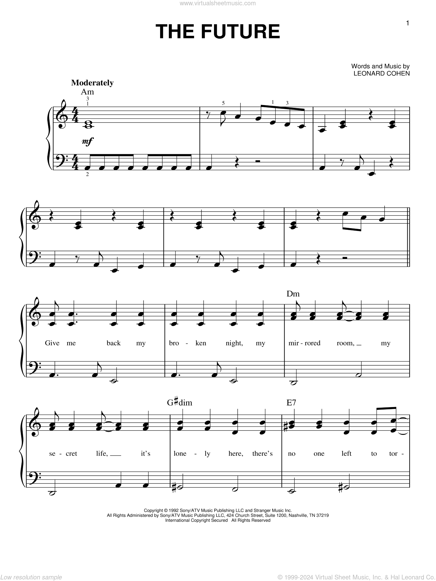 The Future Sheet Music For Piano Solo (PDF-Interactive)