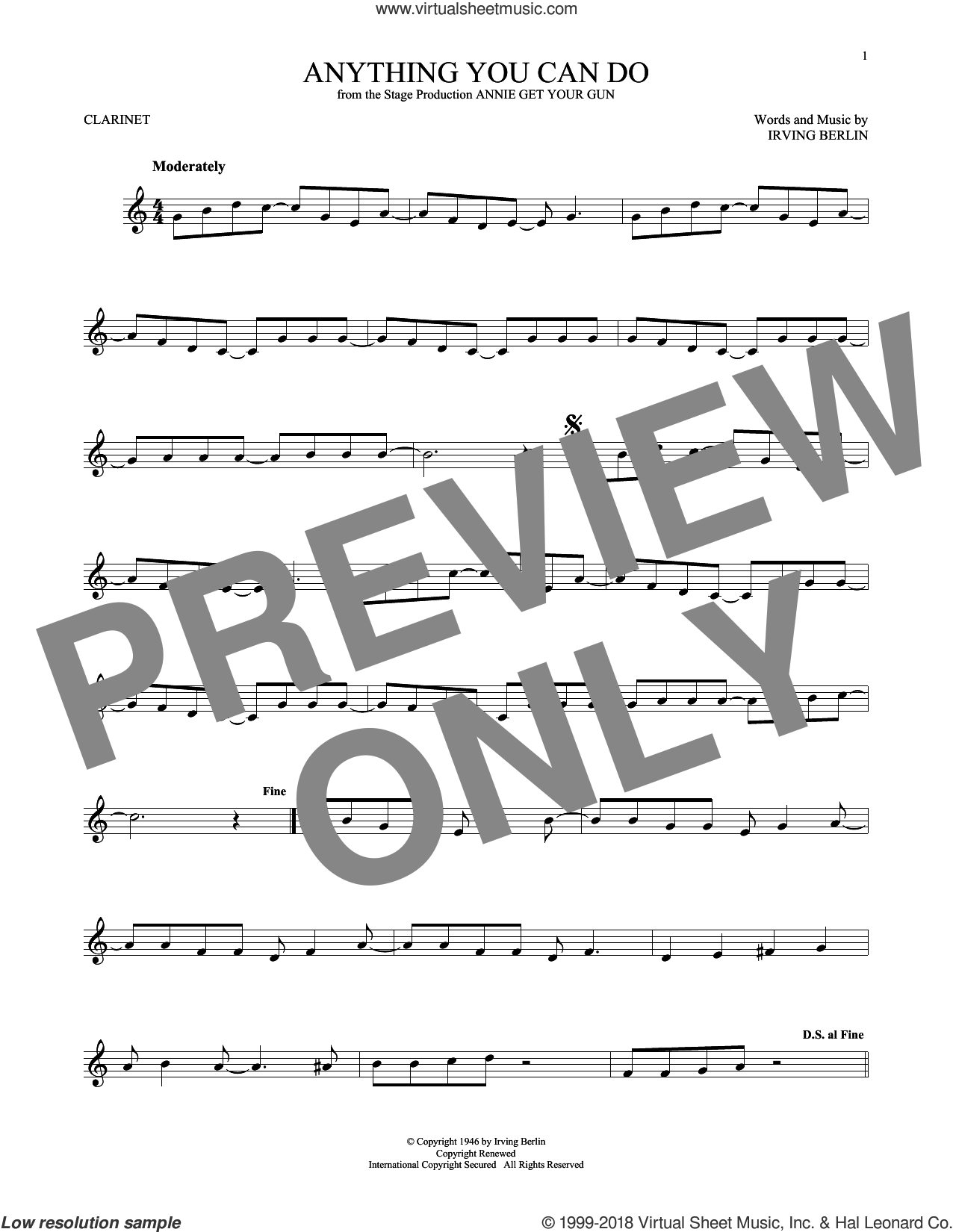 Anything You Can Do (from Annie Get Your Gun) sheet music for solo