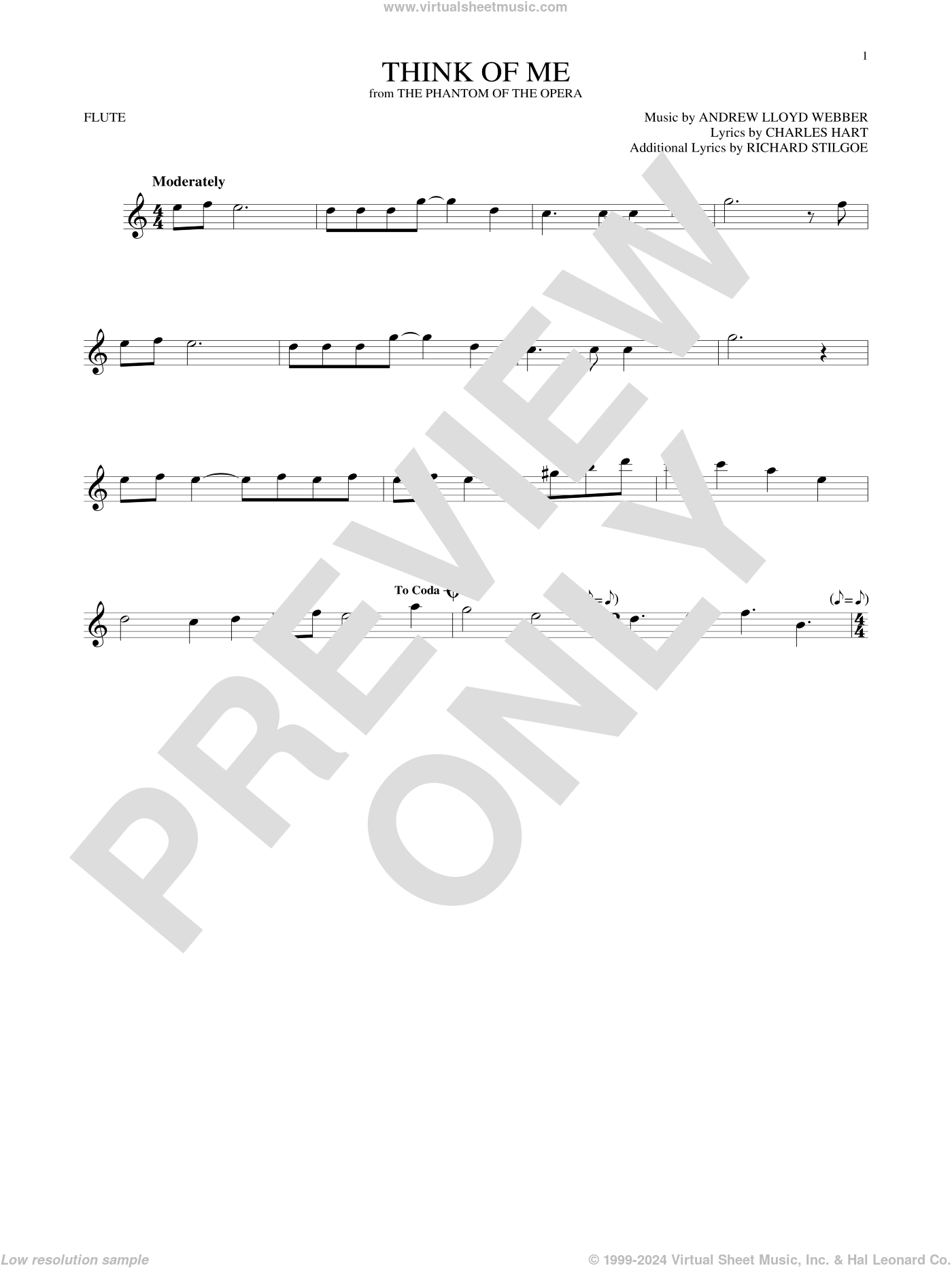 think of me sheet music from phantom