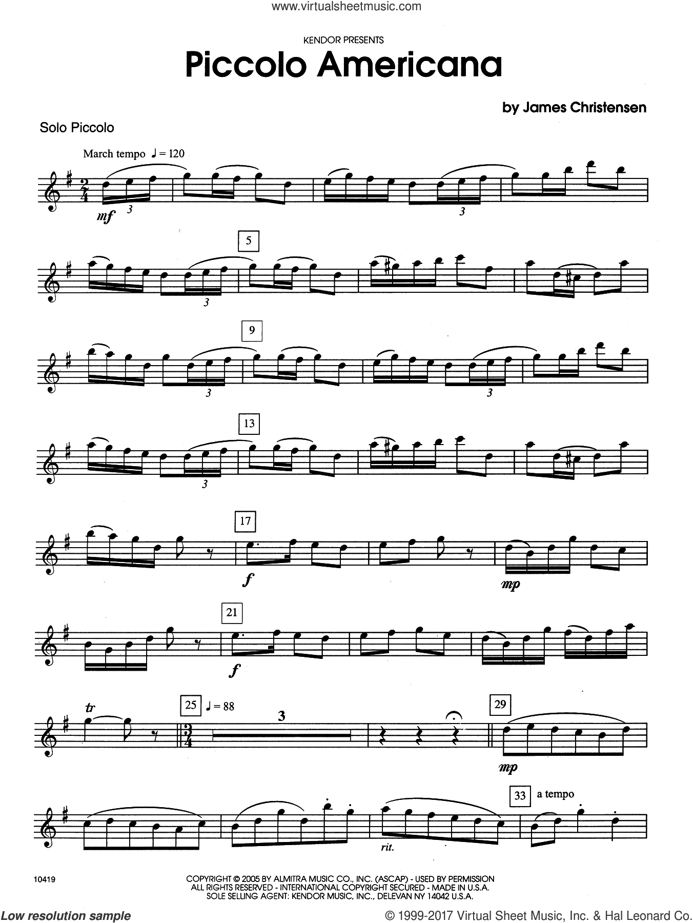 Christensen - Piccolo Americana (complete set of parts) sheet music for