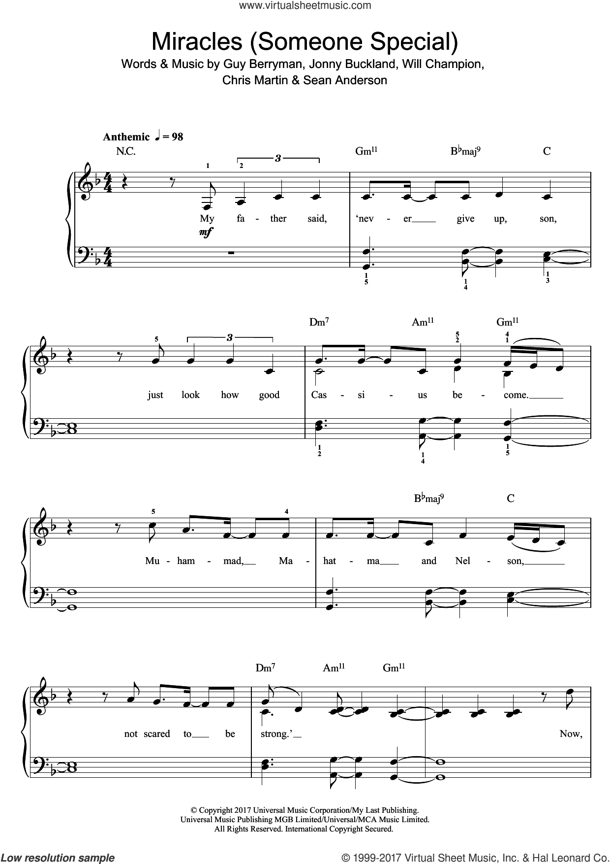 Coldplay - Miracles (Someone Special) (featuring Big Sean) sheet music