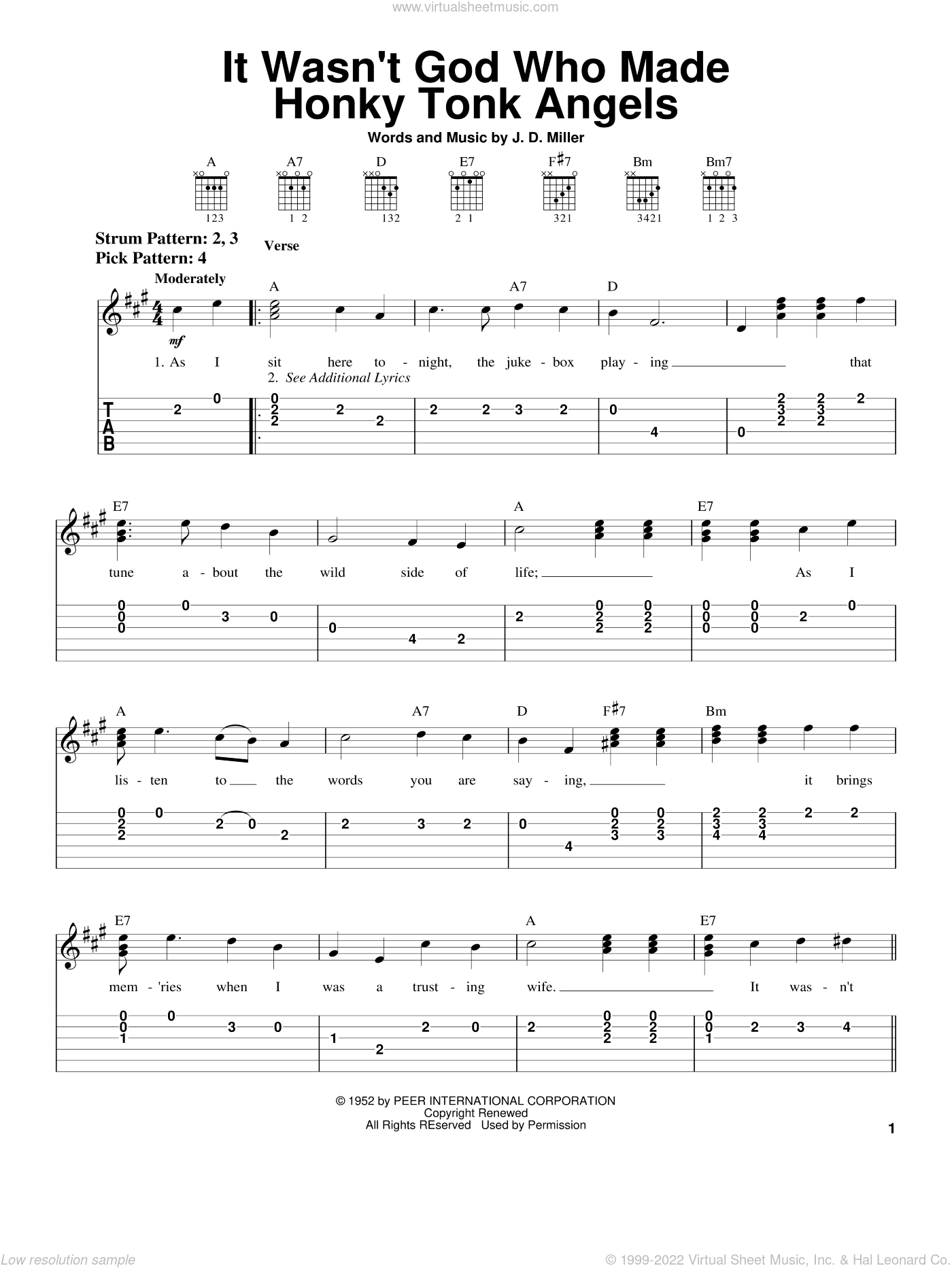 Honky Tonk (Parts 1 and 2) sheet music for guitar solo (easy