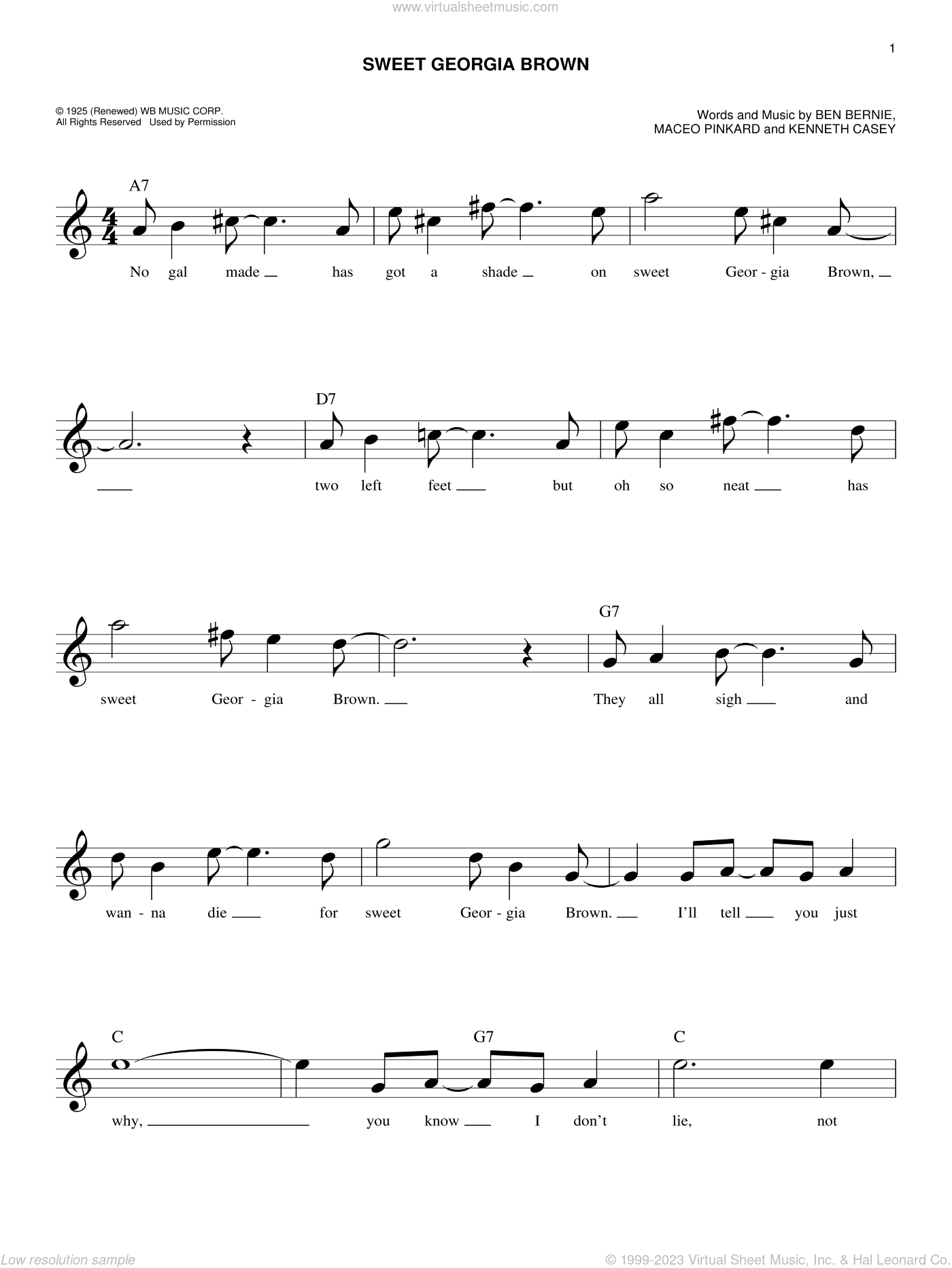 Sweet Georgia Brown sheet music (fake book) (PDF)