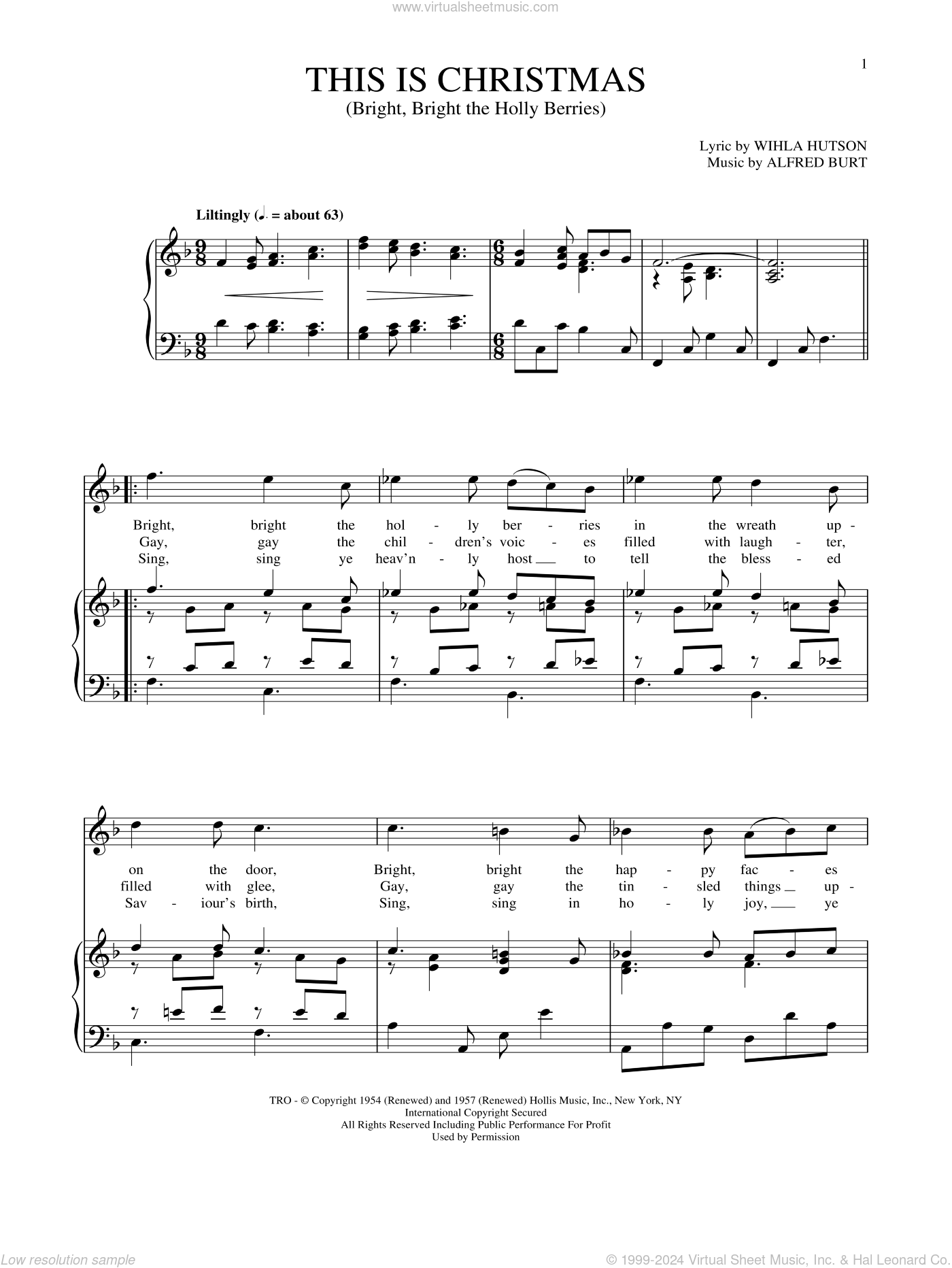 This Is Christmas (Bright, Bright The Holly Berries) sheet music for ...