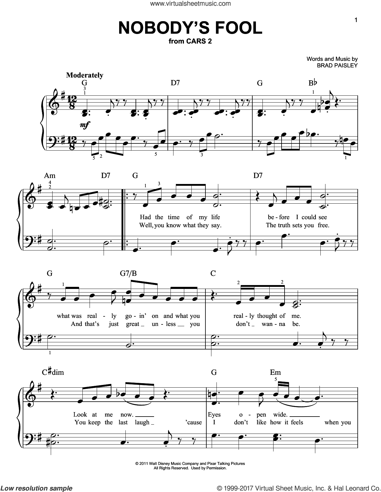 Nobody's Fool Sheet Music For Piano Solo (PDF-interactive)