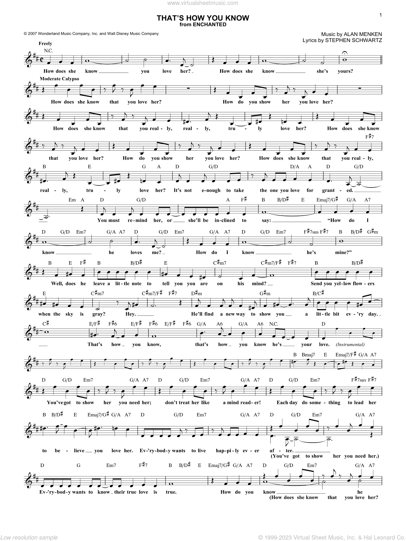 That's How You Know (from Enchanted) sheet music (fake book