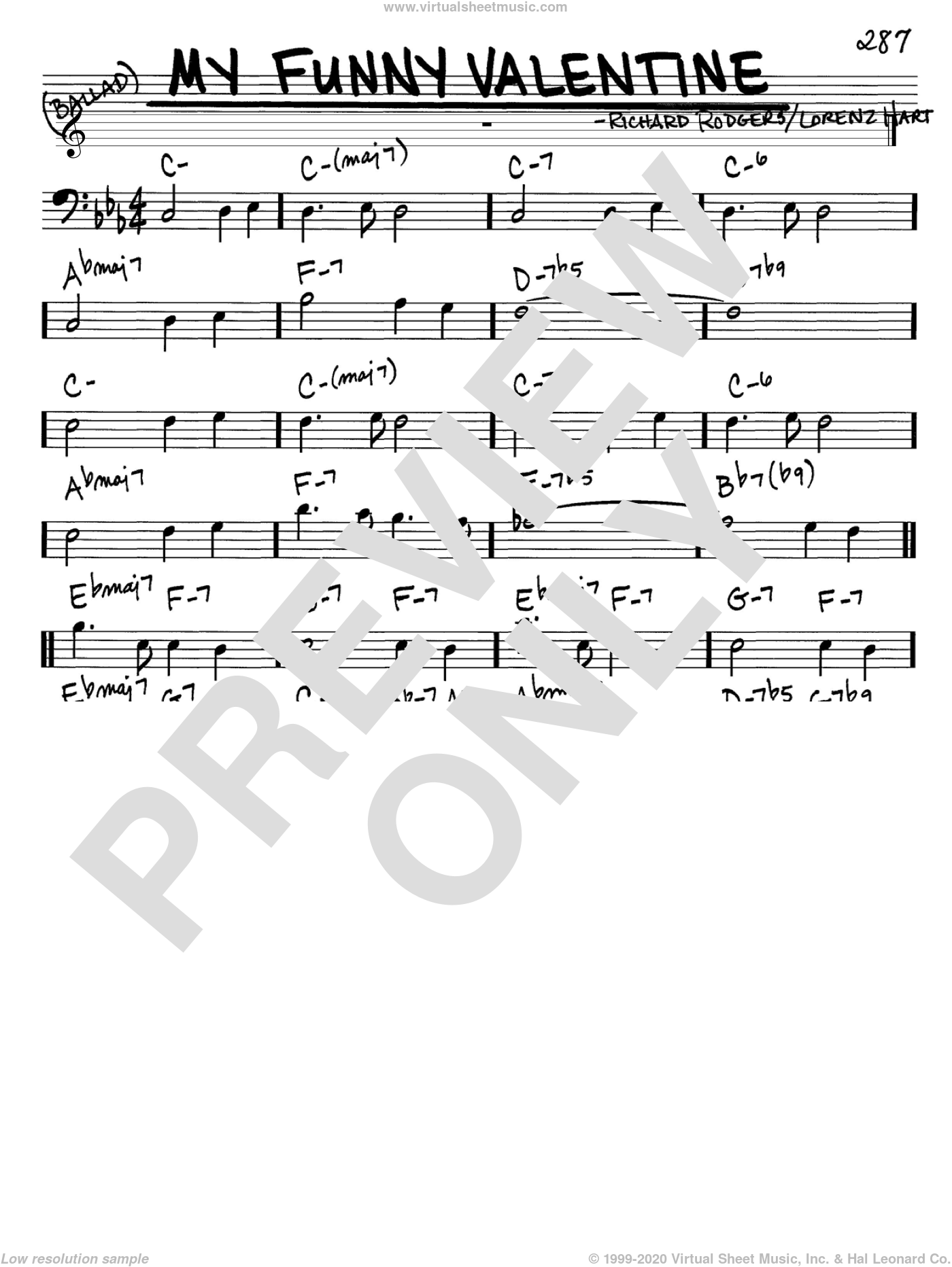 My funny valentine alto sax sheet music