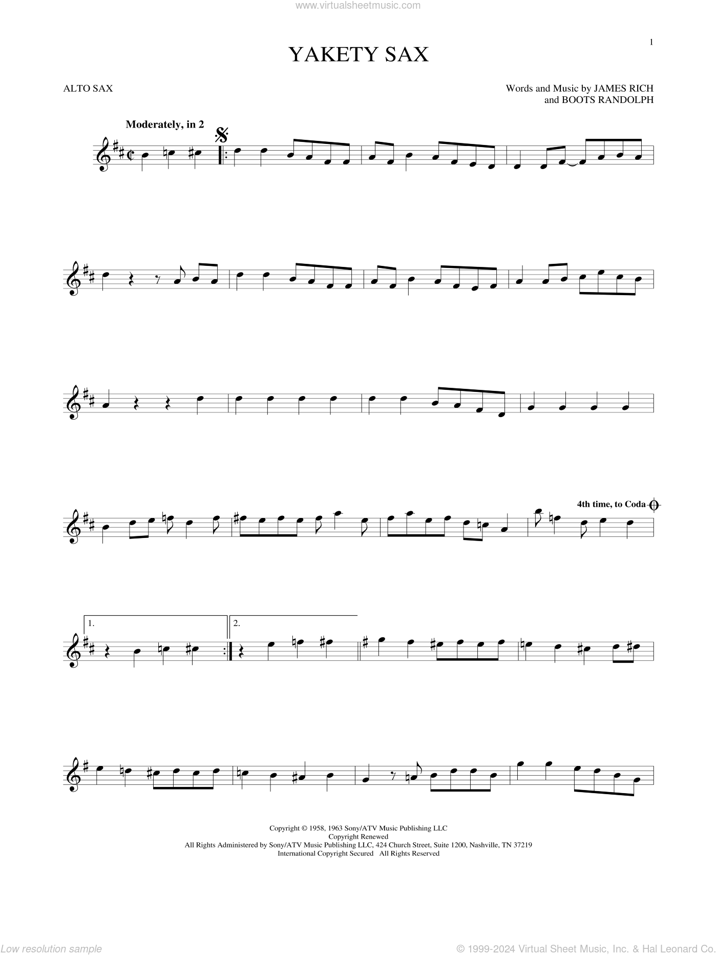 Yakety Sax Sheet Music For Alto Saxophone Solo Pdf Interactive 