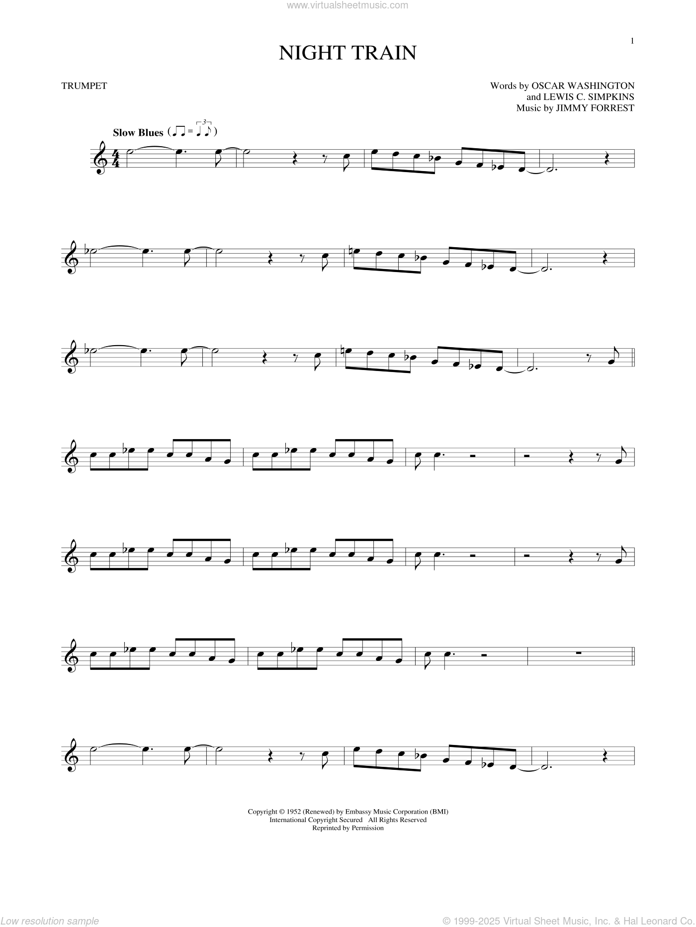 Nightshift sheet music for trumpet solo (PDF-interactive)