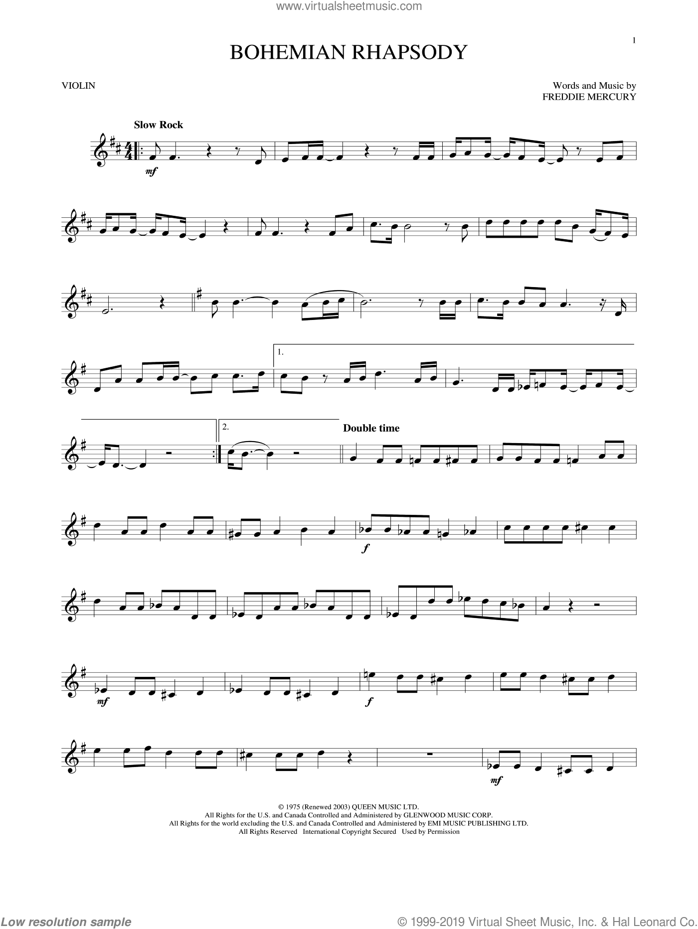Queen Bohemian Rhapsody Sheet Music For Violin Solo Pdf