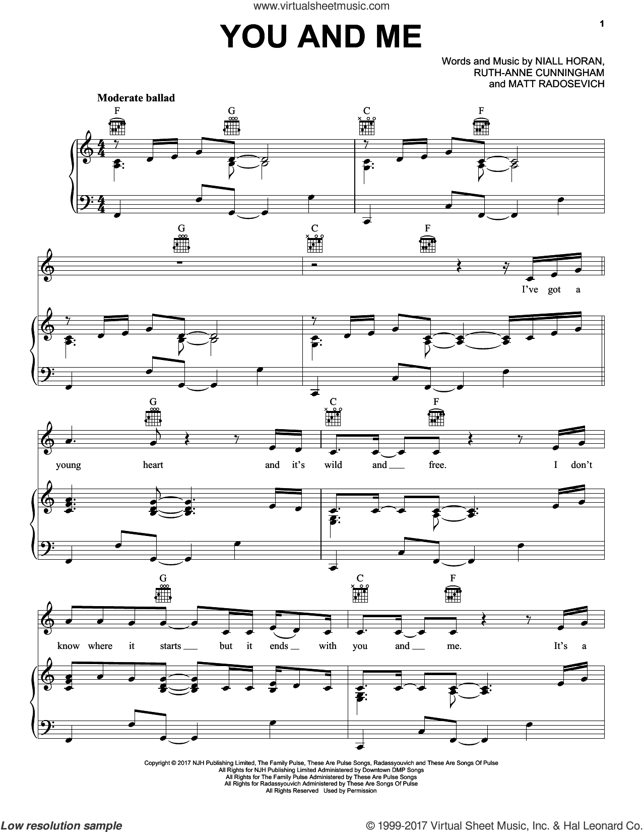 Everywhere by Niall Horan - Piano, Vocal, Guitar - Digital Sheet Music