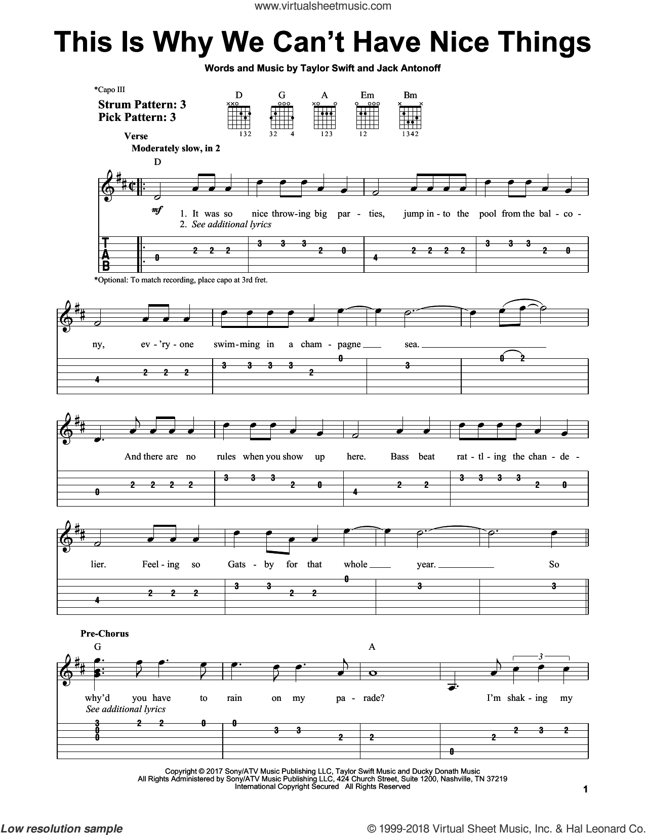 This Is Why We Can't Have Nice Things sheet music for guitar solo (easy ...