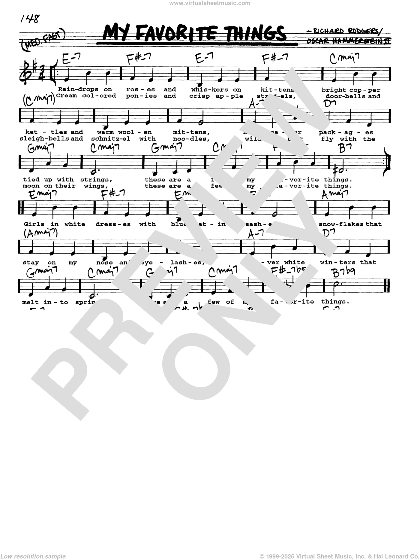 Hammerstein My Favorite Things sheet music (real book with lyrics)