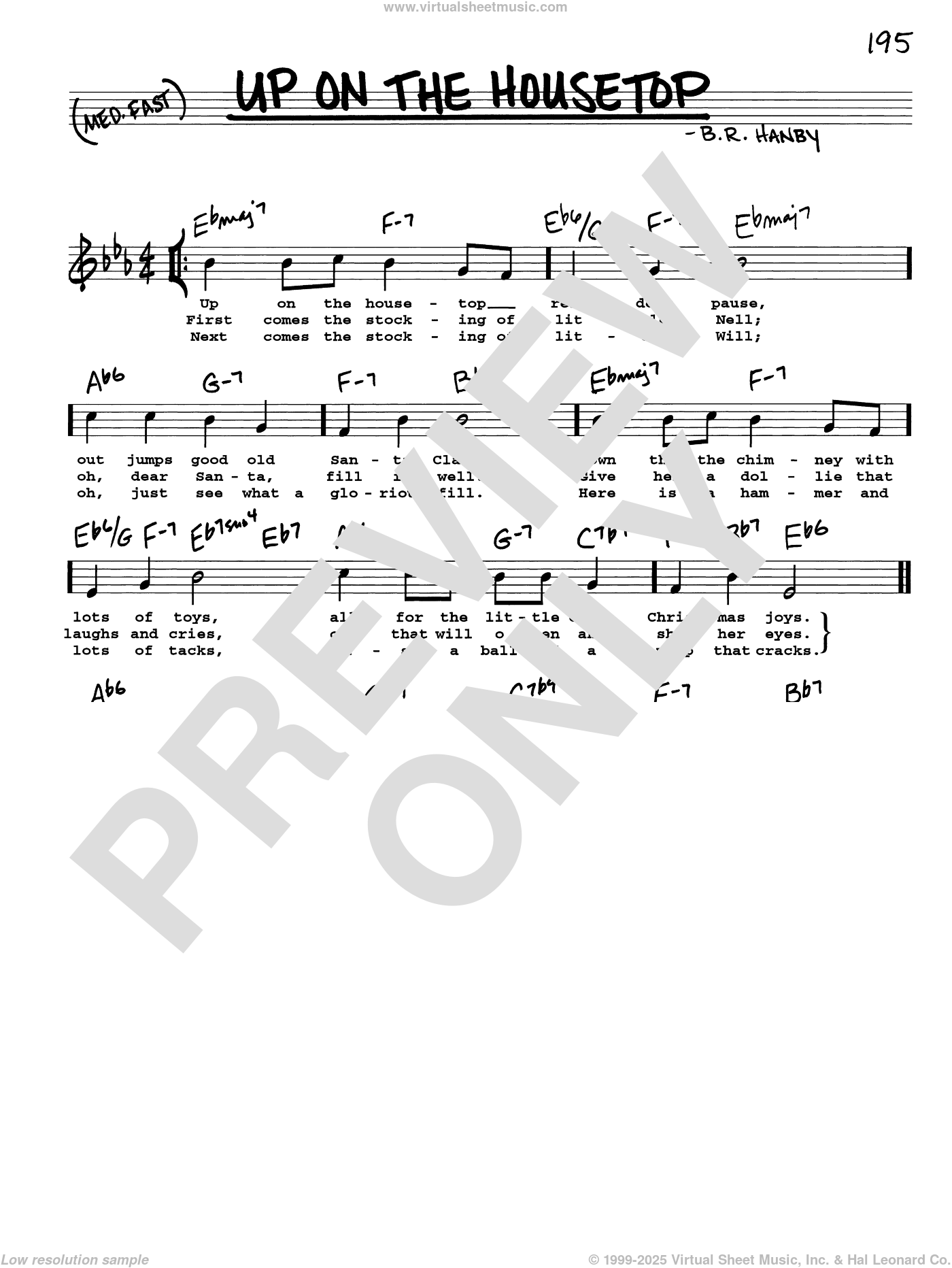 Up On The Housetop sheet music (real book with lyrics) (PDF)