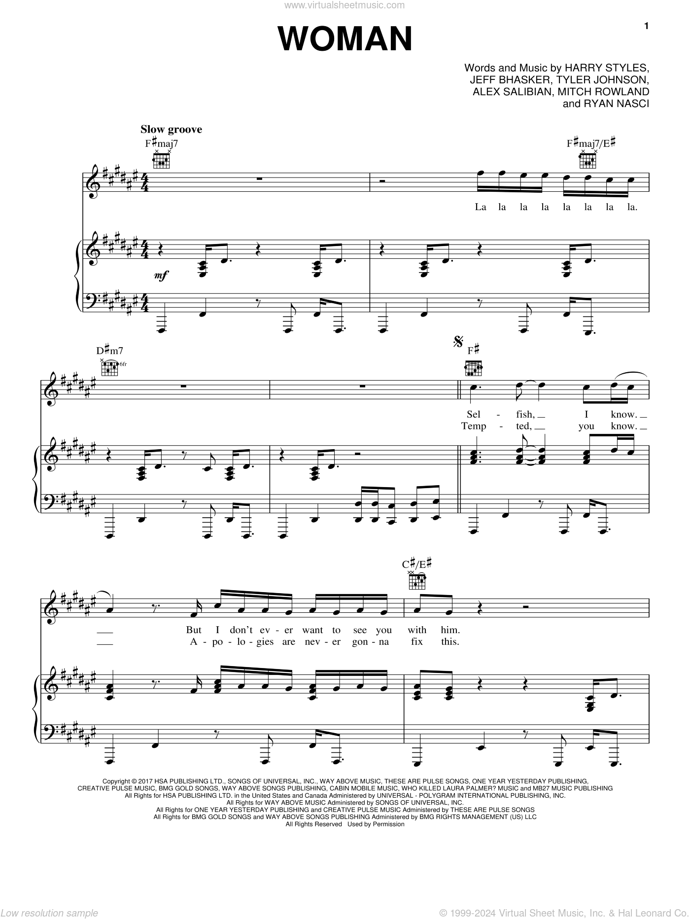 Woman sheet music for voice, piano or guitar (PDF) v2