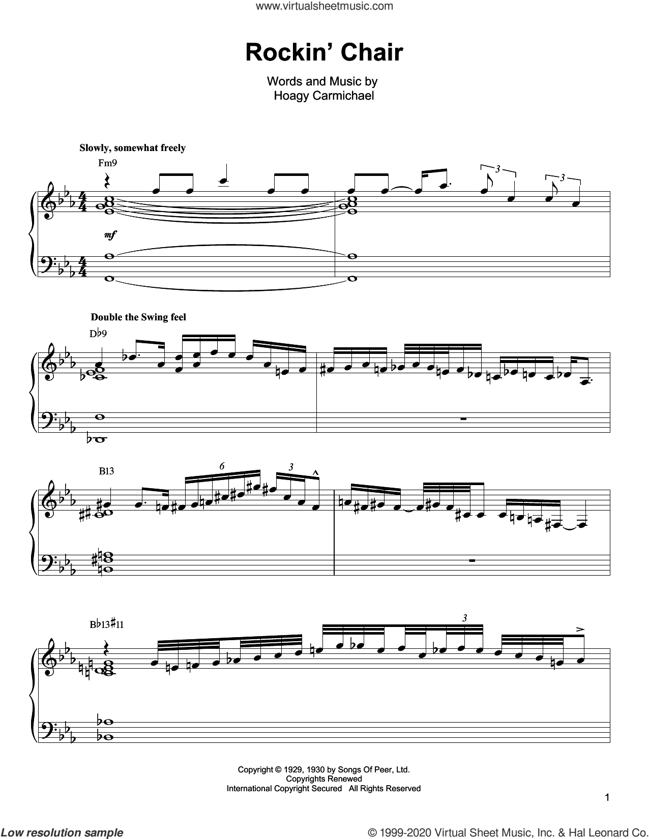 Rockin' Chair sheet music for piano solo (transcription) (PDF)