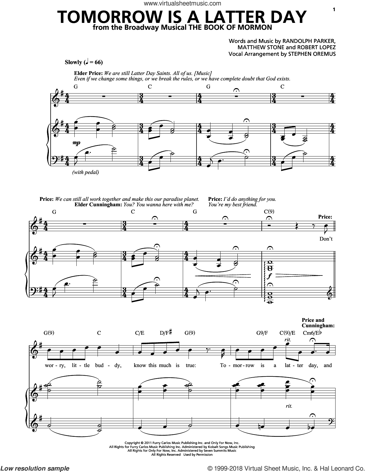 Tomorrow Is A Latter Day sheet music for voice and piano (PDF)