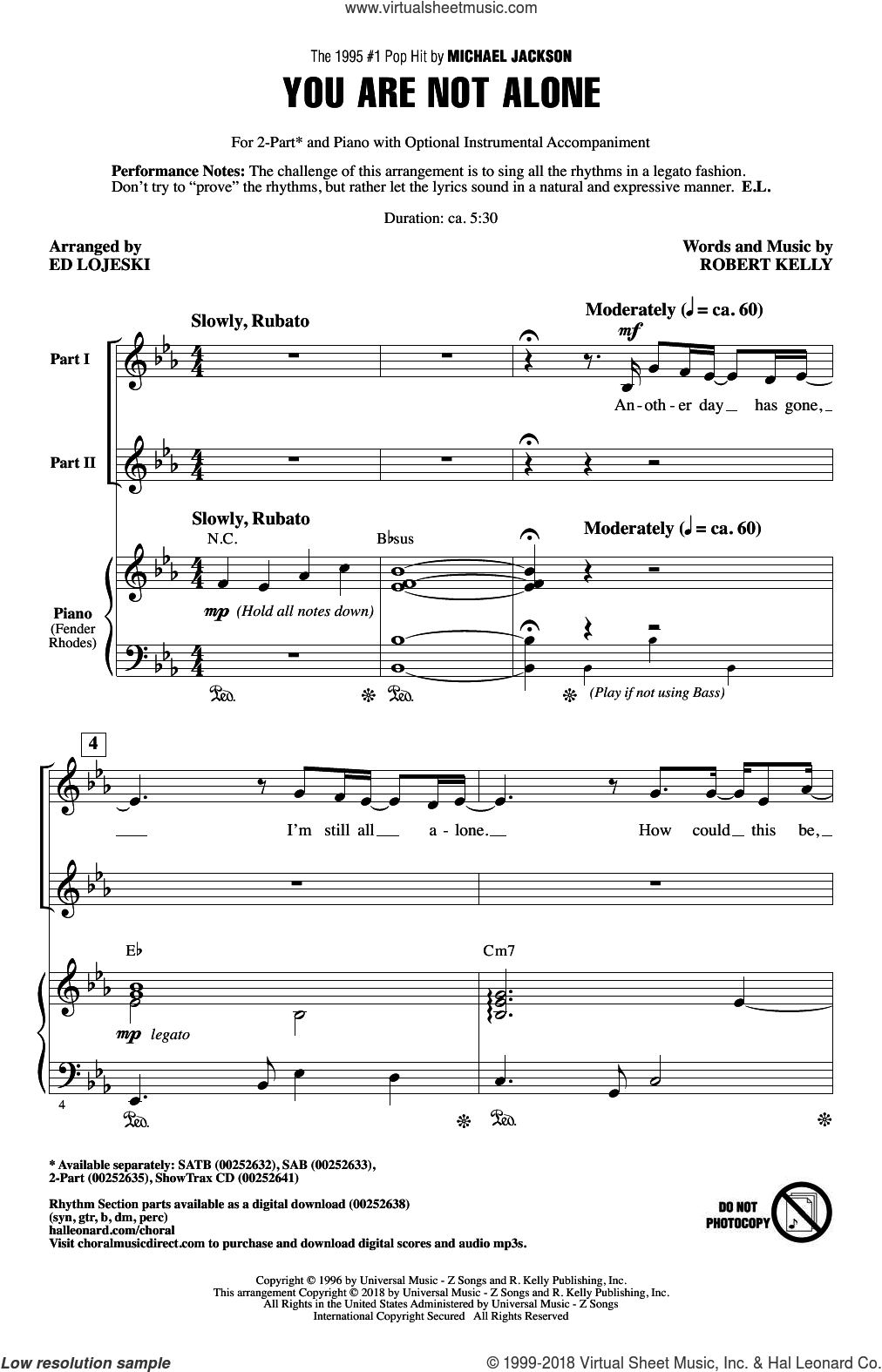 You Are Not Alone Sheet Music For Choir 2 Part Pdf 