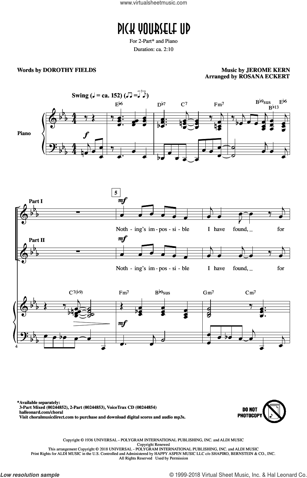 Pick Yourself Up sheet music for choir (2-Part) (PDF)